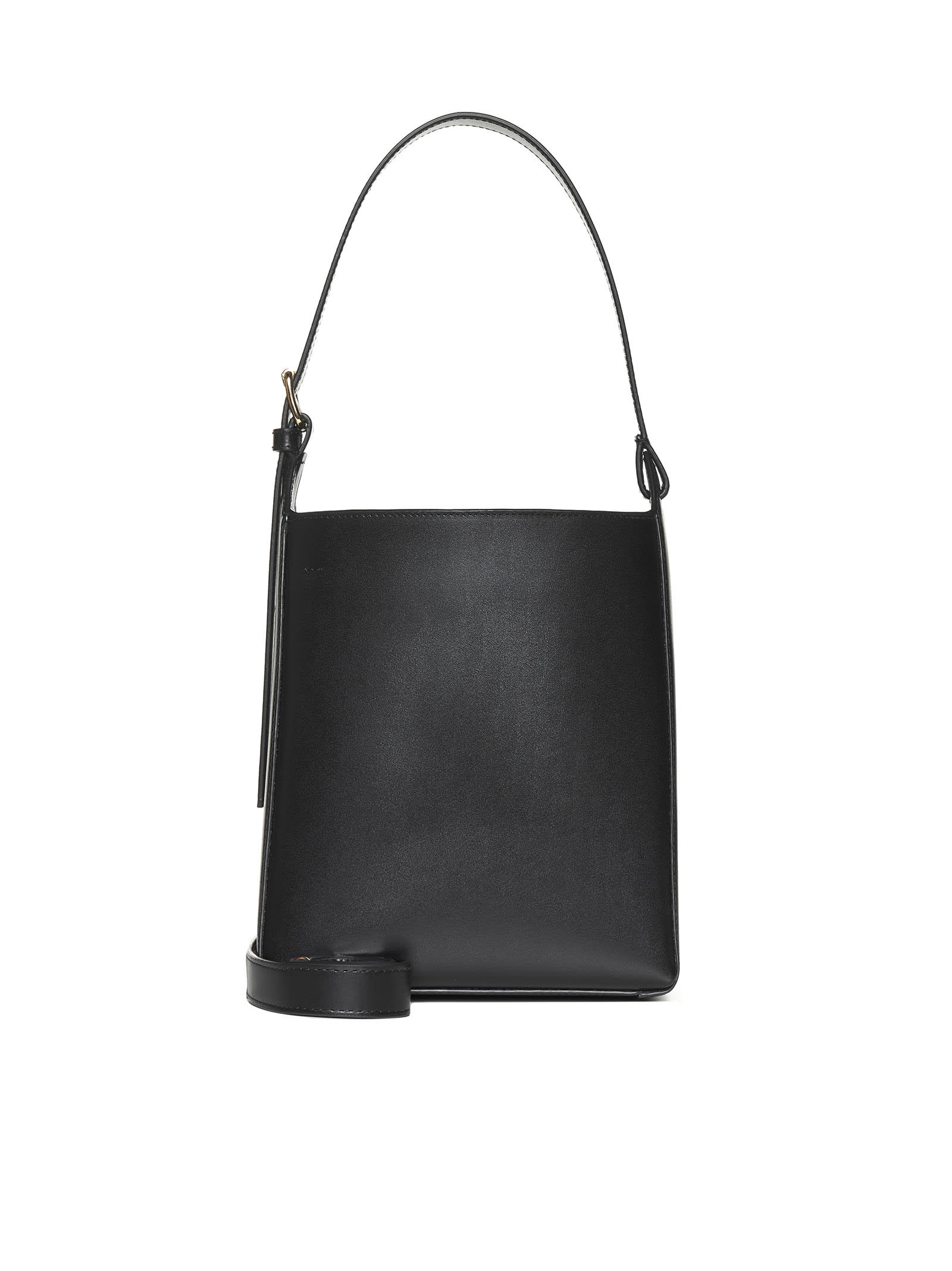 Apc 'virginie' Black Bucket Bag With Shoulder Strap And Top Adjustable Handle In Leather Woman In Black