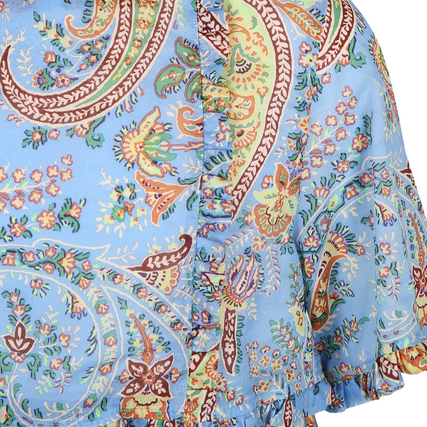 Shop Etro Light Blue Dress For Girl With Paisley Pattern