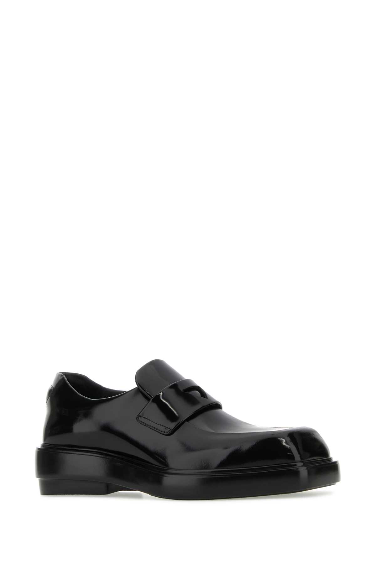 Prada Black Leather Loafers In Nero