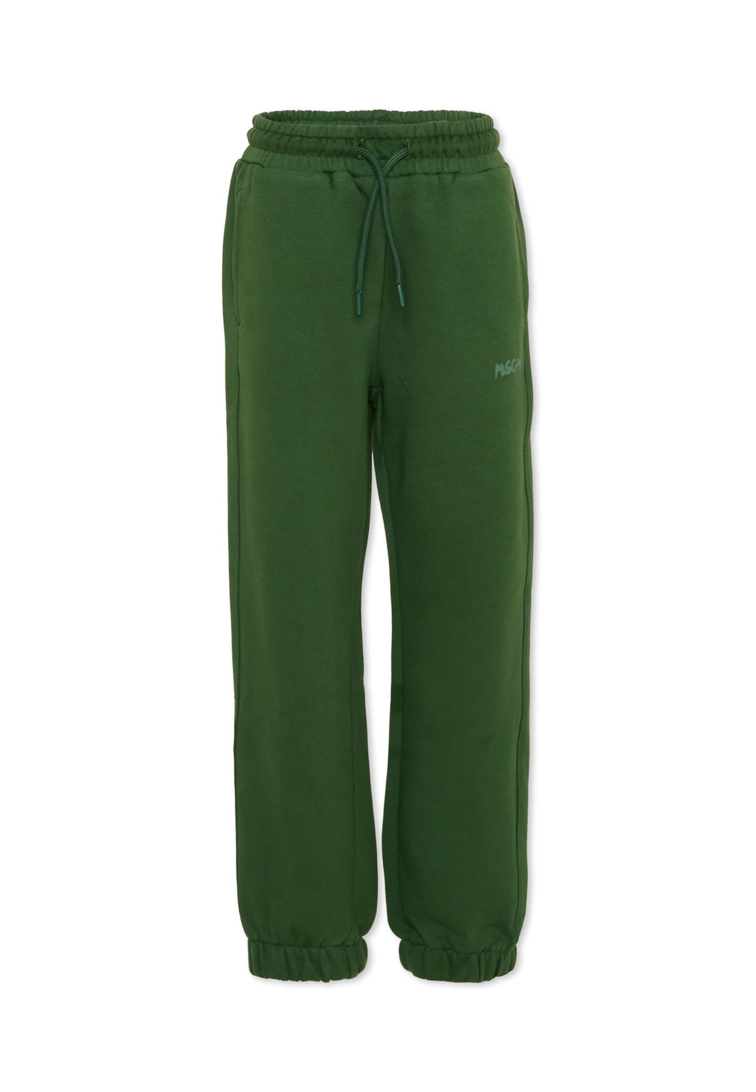 Msgm Green Sweatpants For Kids With Logo In Green