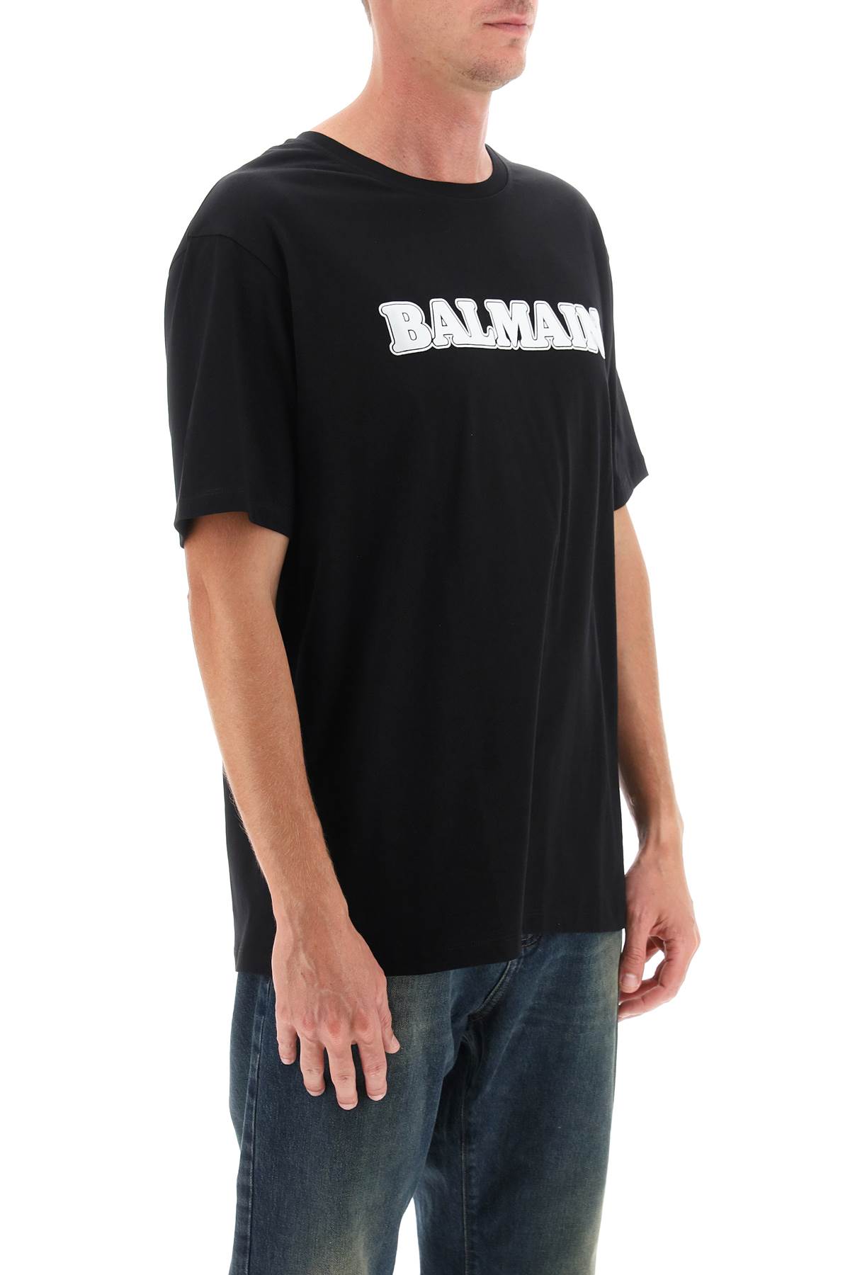 Shop Balmain Rétro T-shirt In Noir/blanc