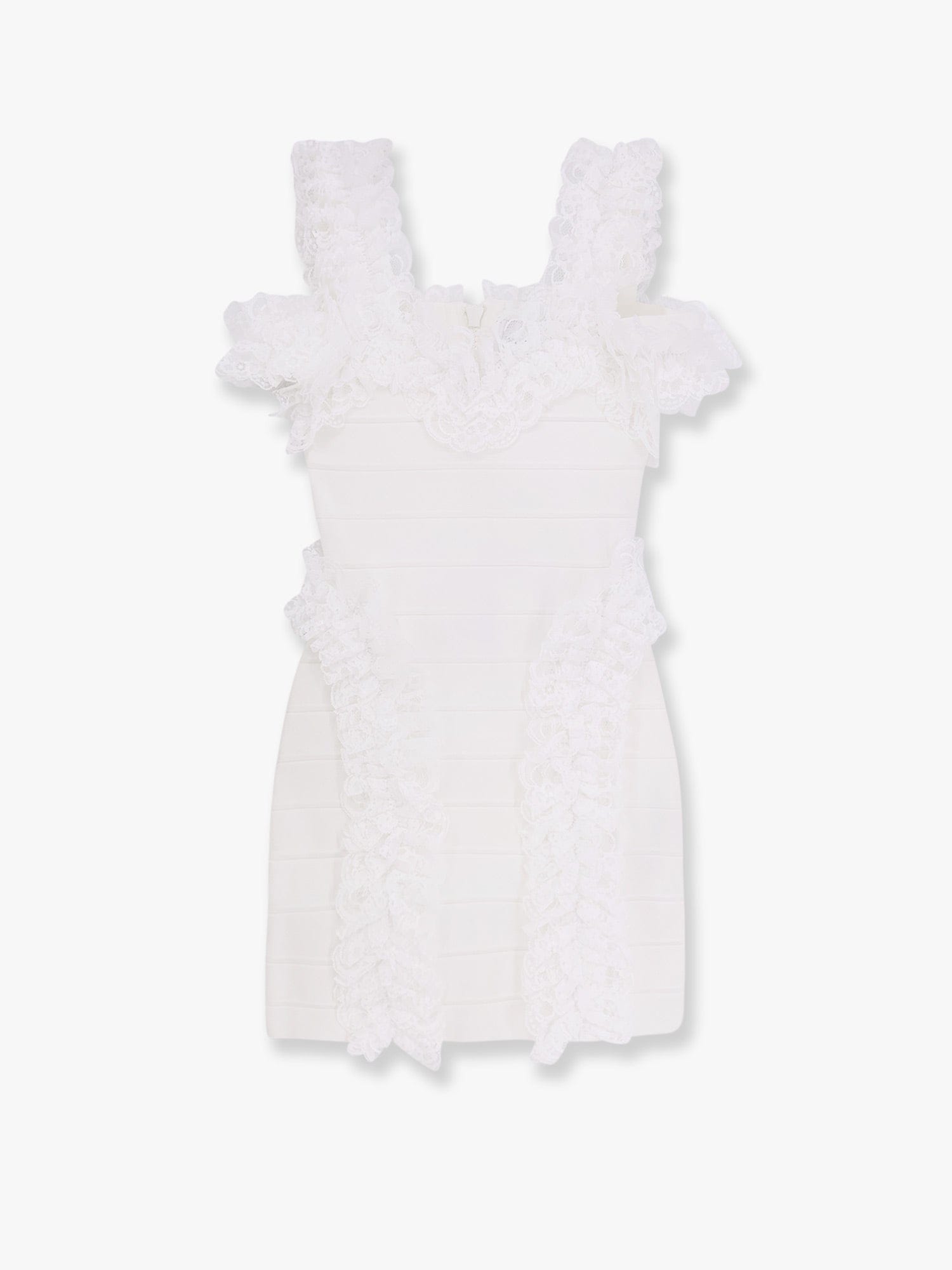 Shop Self-portrait Christopher Kane Residency Knitted Dress With Ruffles In White