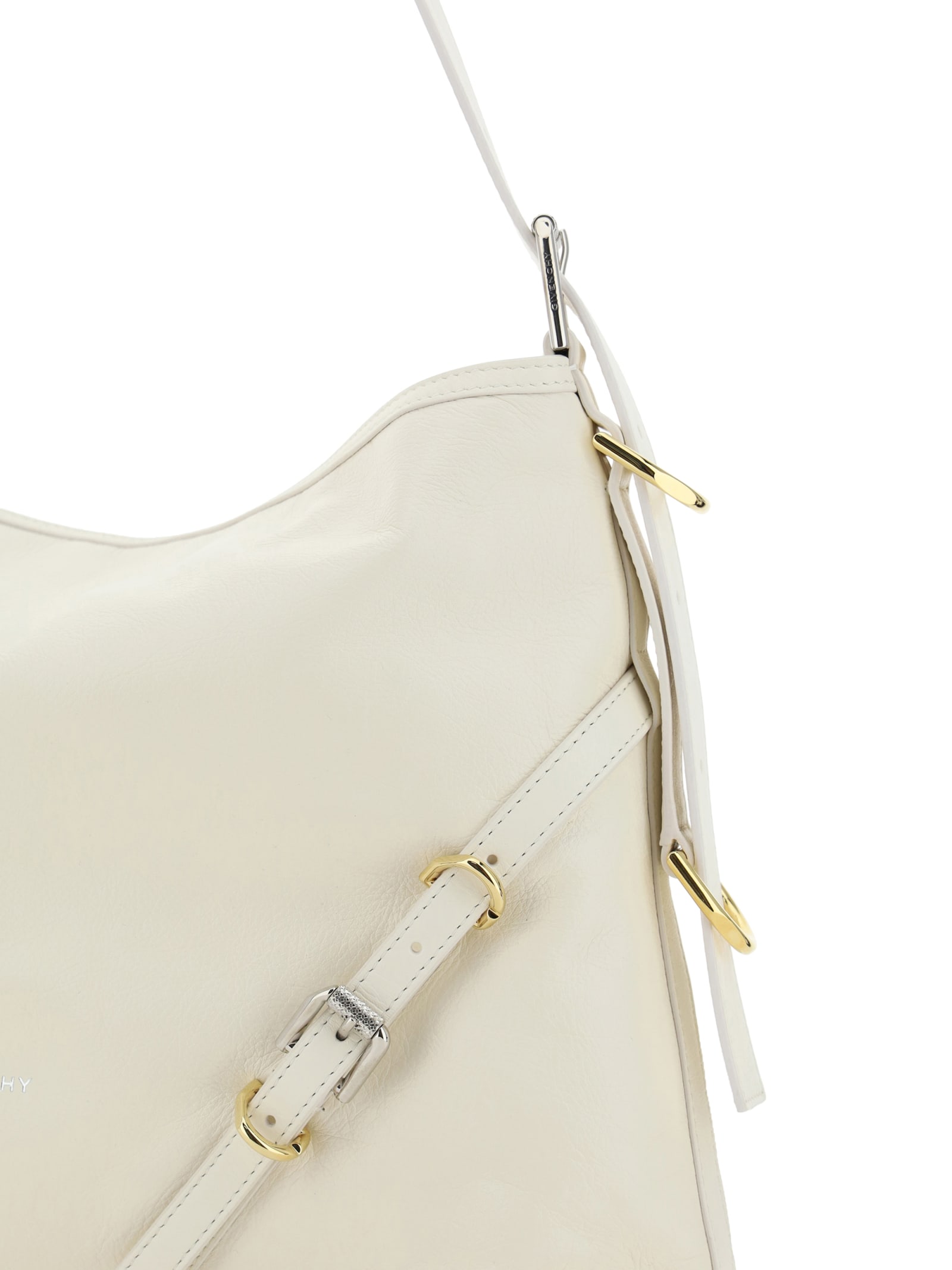Shop Givenchy Voyou Shoulder Bag In Ivory