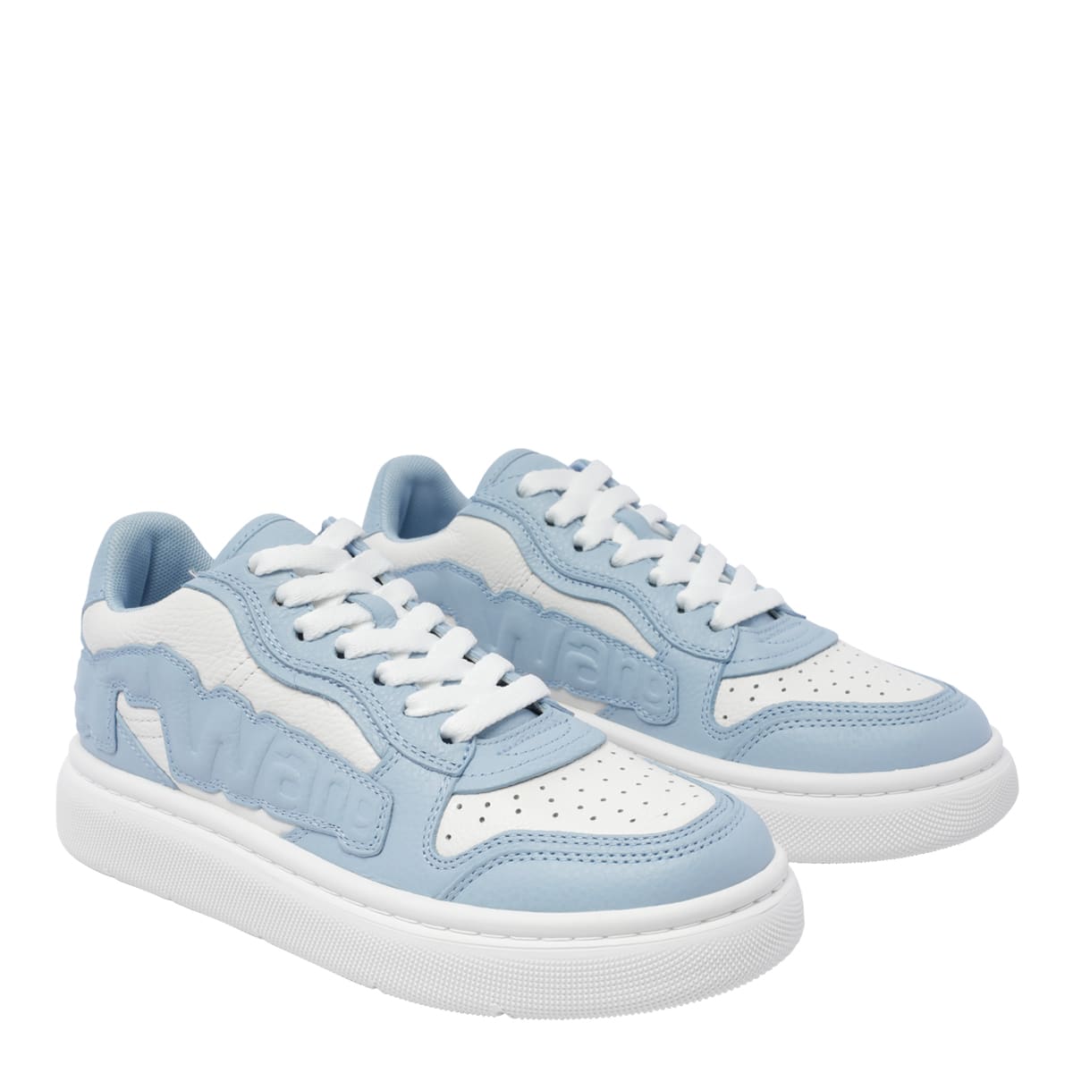 Shop Alexander Wang Embossed Logo Sneakers In Blue