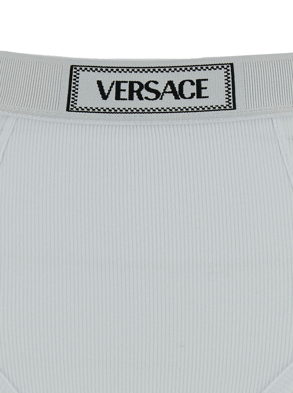 Ribbed cotton high rise briefs - Versace - Women