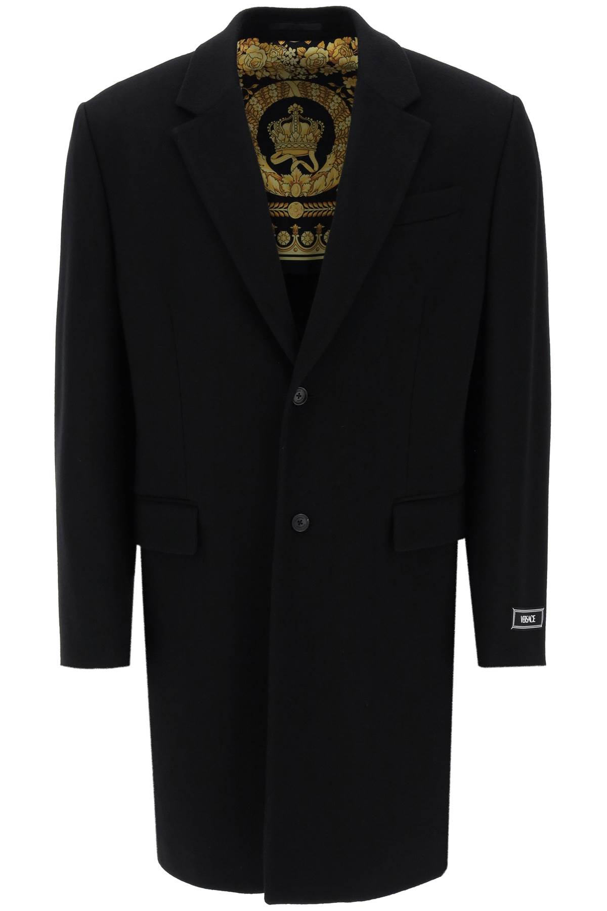 Shop Versace Barocco Single-breasted Coat In Black (black)