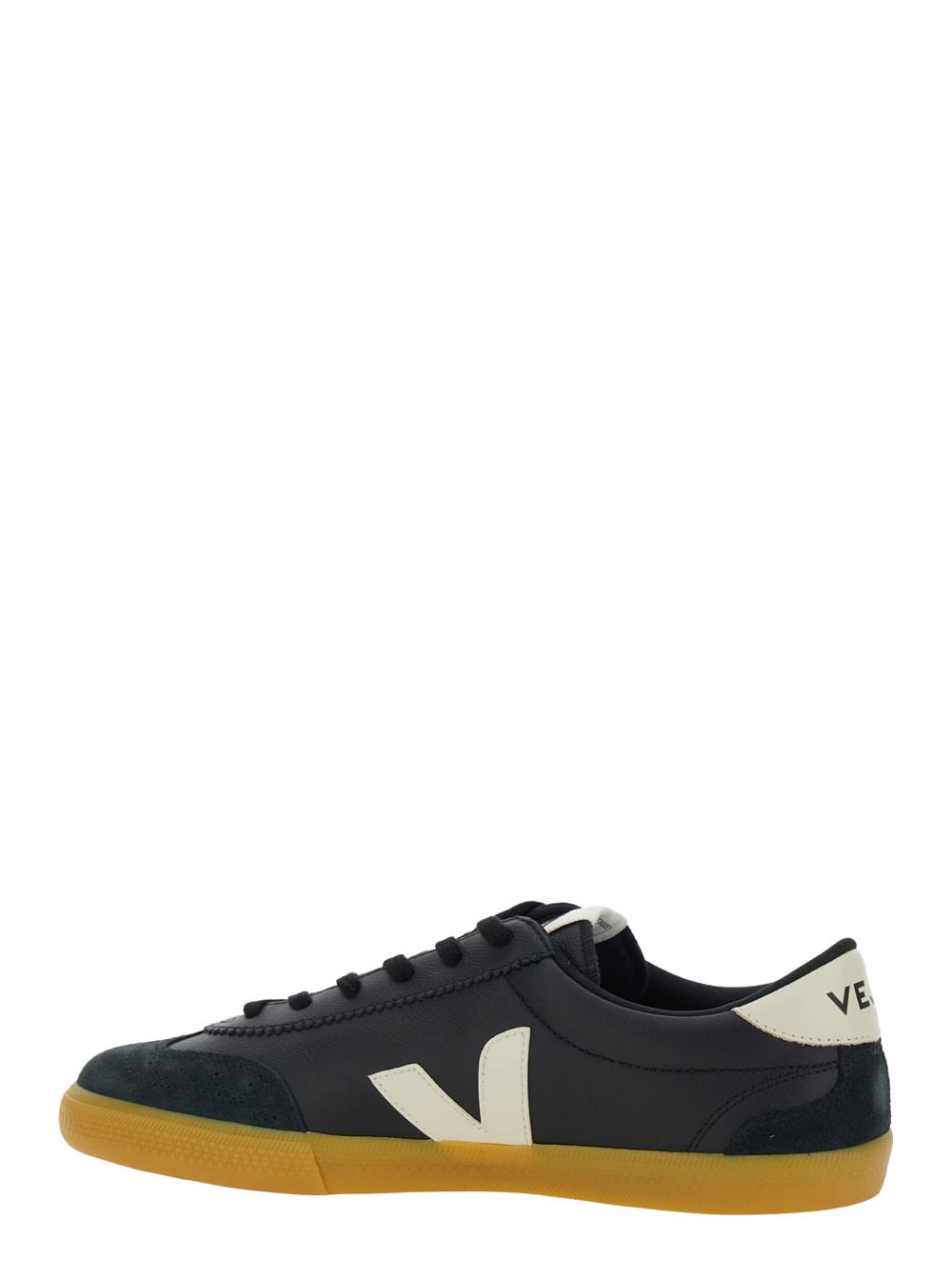 Veja Volley Black Sneakers With Side Logo And Lettering Logo On The Heel In Organic Cotton Unisex In Black