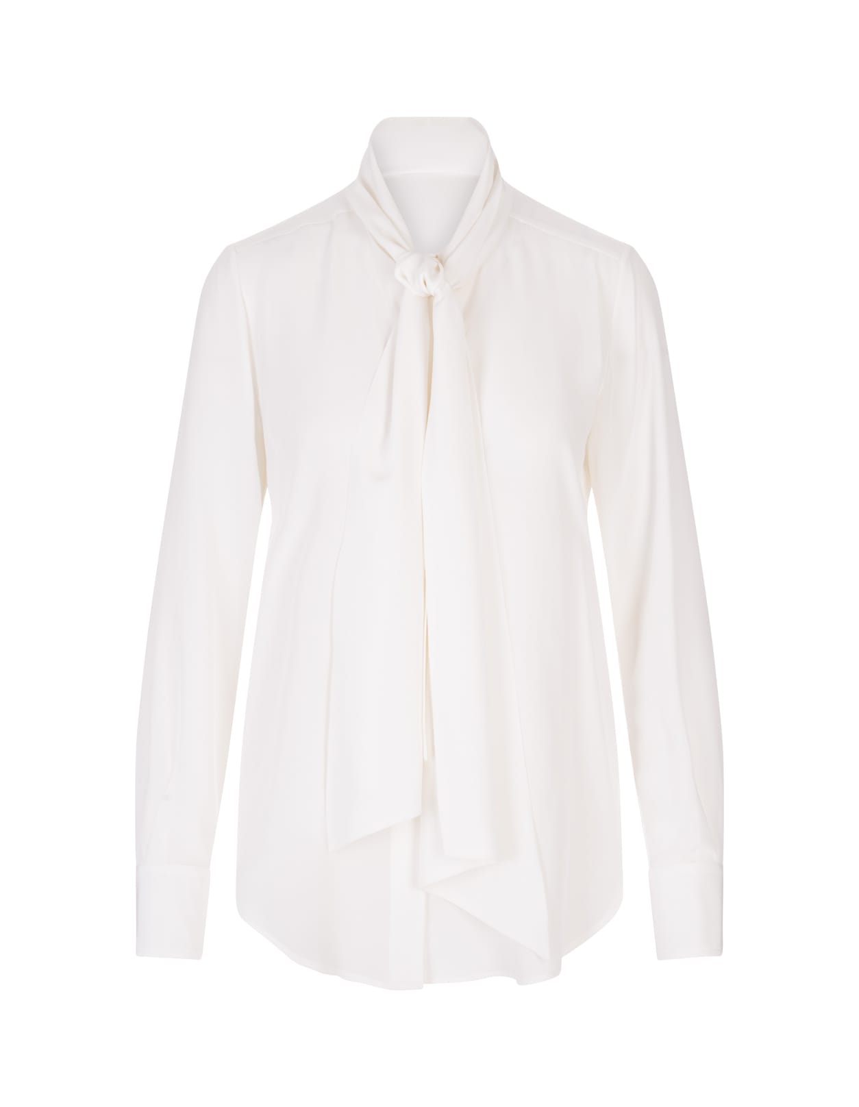 Kiton Woman Shirt In White Silk With Lavalliere Collar