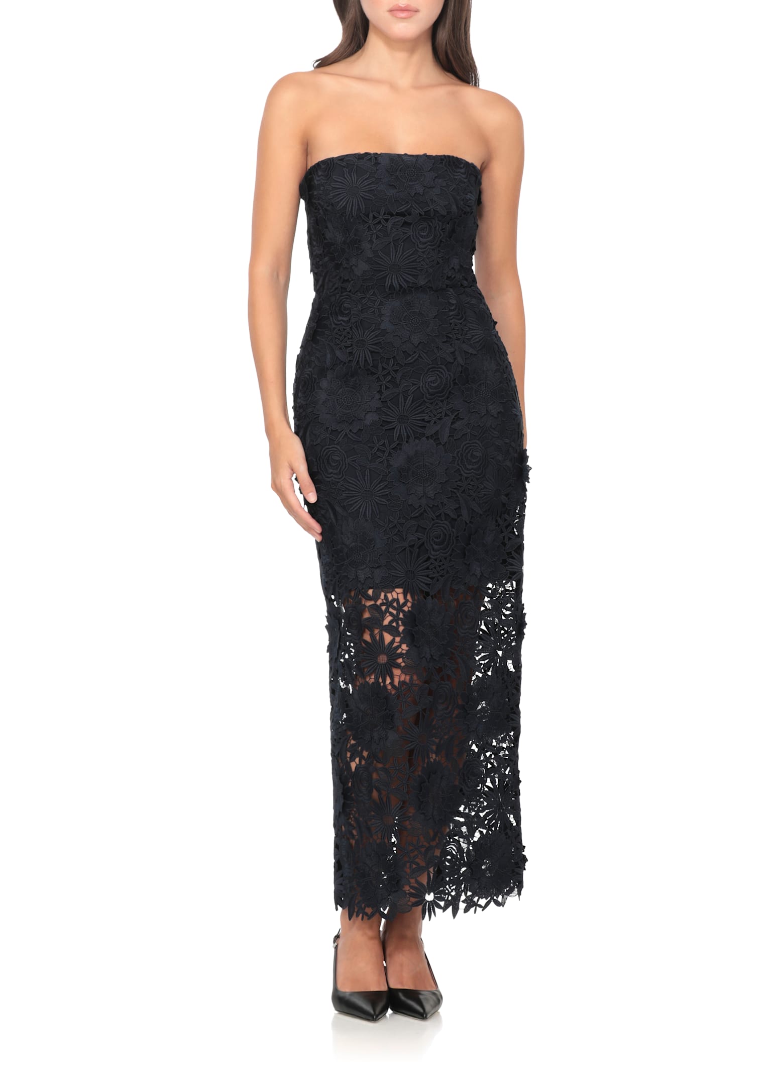 Rotate Birger Christensen Floral-lace Midi Dress In Blue