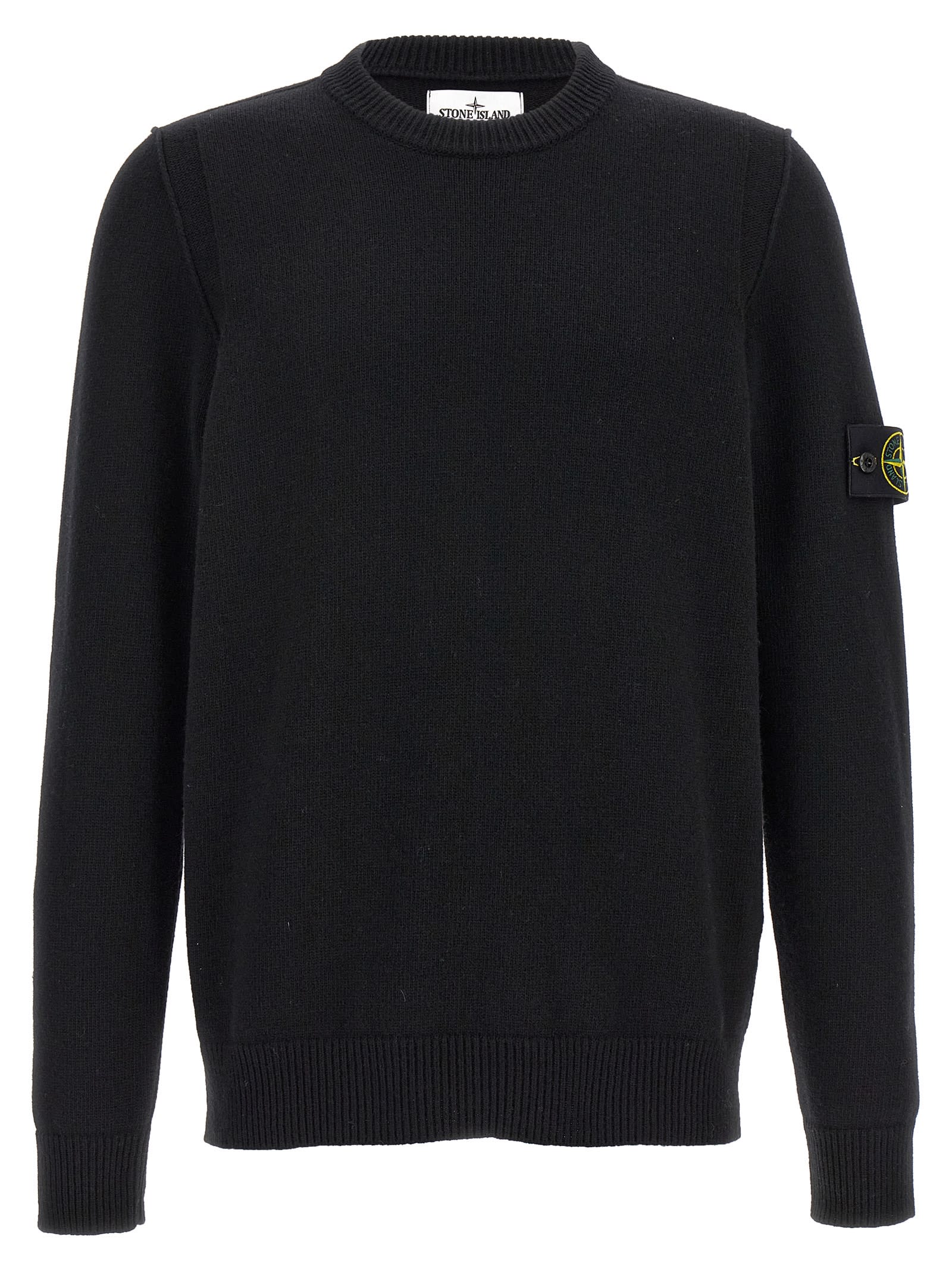 Shop Stone Island Logo Patch Sweater In Black