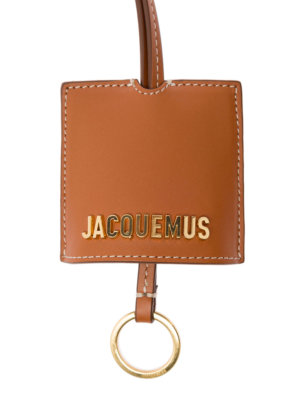 Shop Jacquemus Le Porte Cle Bagage Brown Key-chain With Logo Lettering In Smooth Leather Man