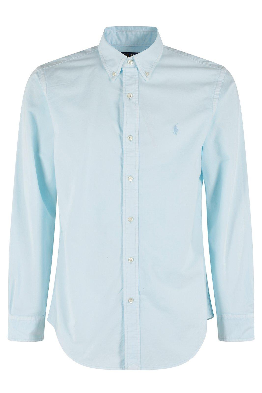 Polo Ralph Lauren Slim-fit Logo-embroidered Oxford Shirt In Sky