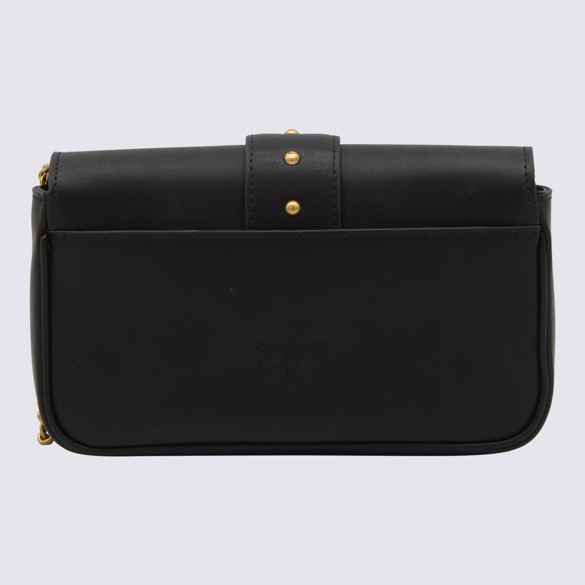 Shop Pinko Black Leather Love One Simply Pocket Shoulder Bag