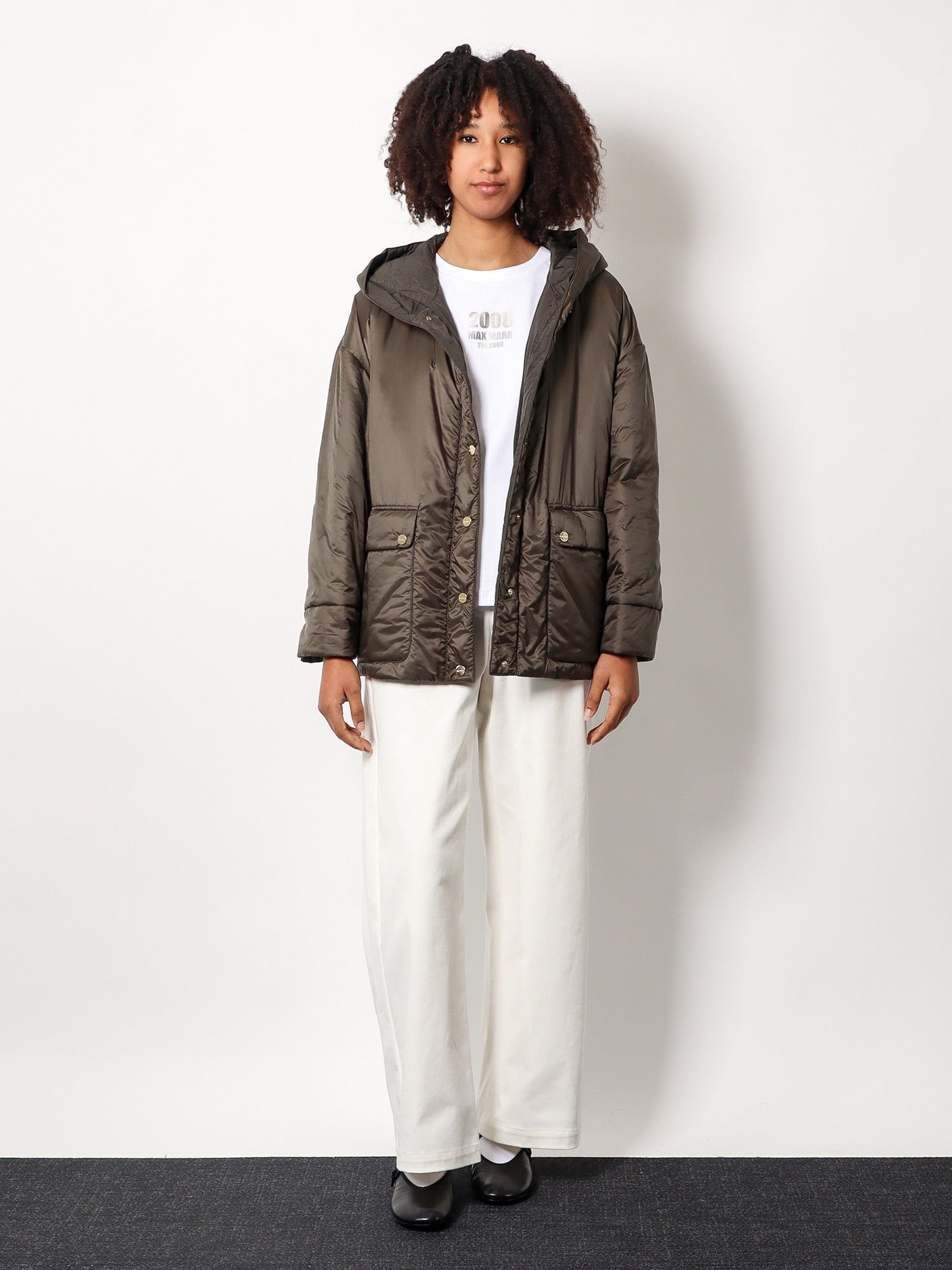 S Max Mara Quieto Cotton T-shirt With Print On The Front In White