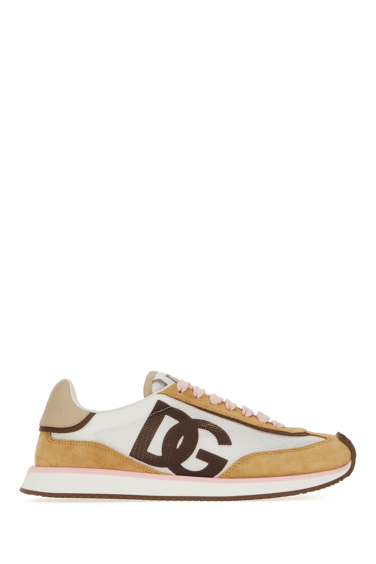 Shop Dolce & Gabbana Multicolor Suede And Polyester Sneakers In Bianco Cacao