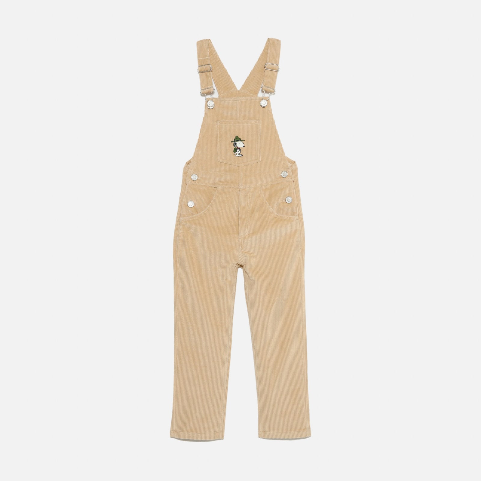 Mc2 Saint Barth Boy Corduroy Salopette With Snoopy Patch Snoopy Peanuts Special Edition In Brown