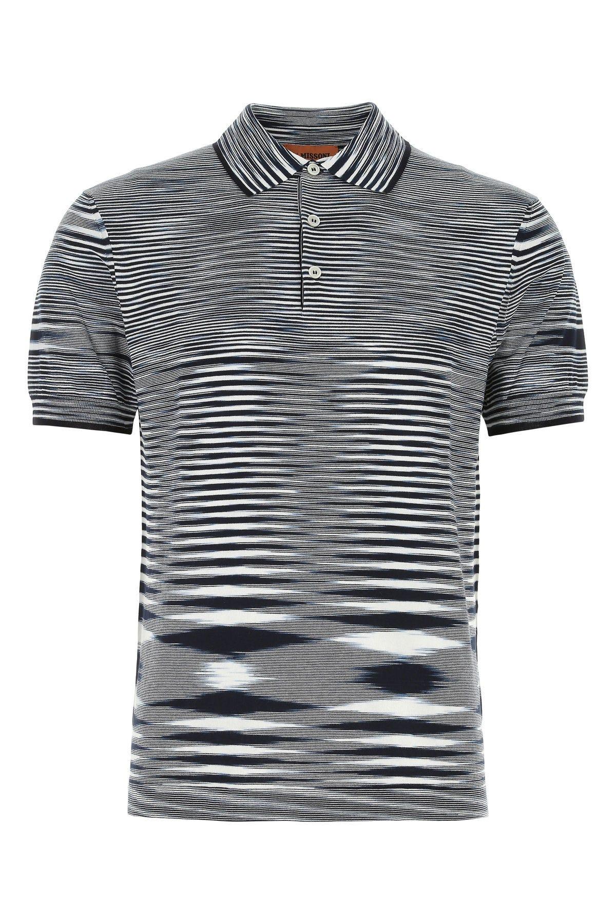 Shop Missoni Embroidered Cotton Polo Shirt In Blue