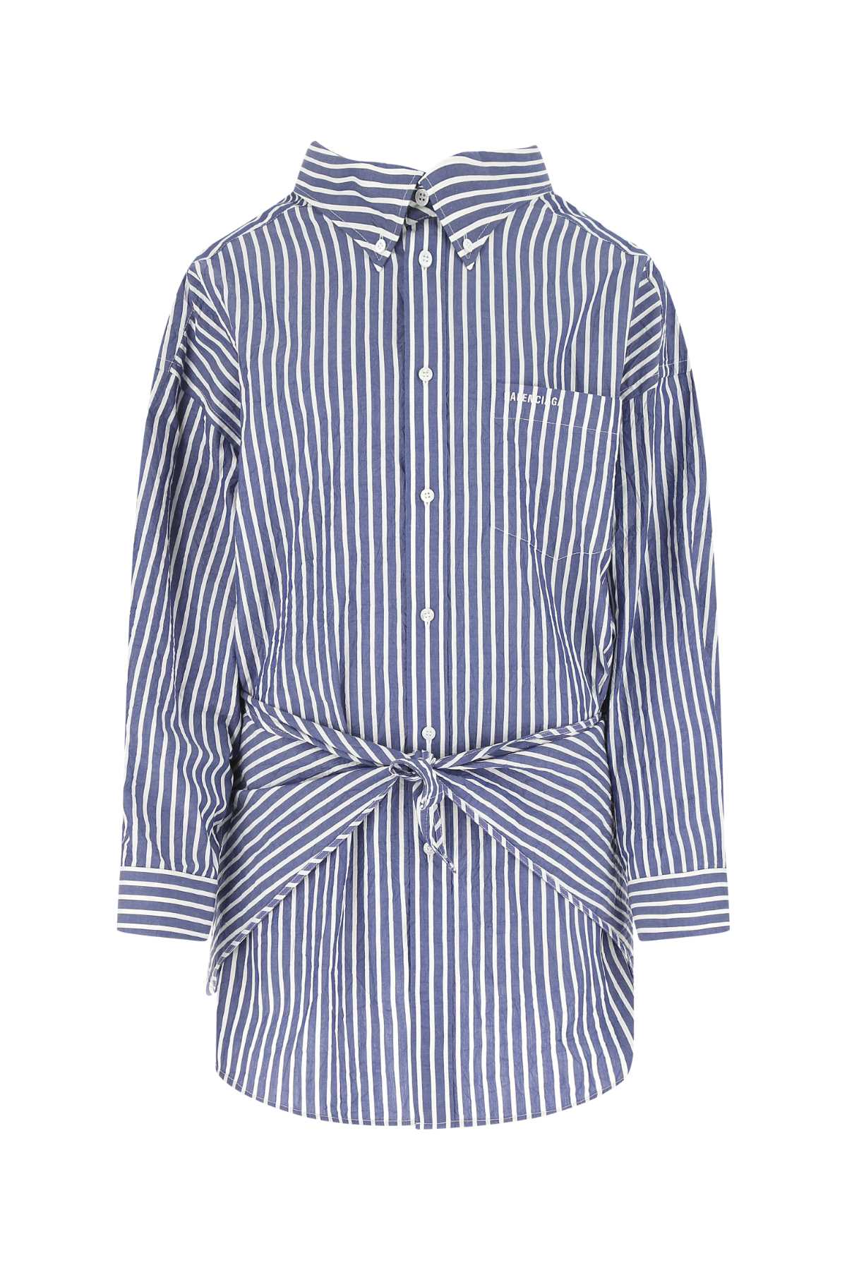 Shop Balenciaga Embroidered Poplin Oversize Knotted Shirt In 4640