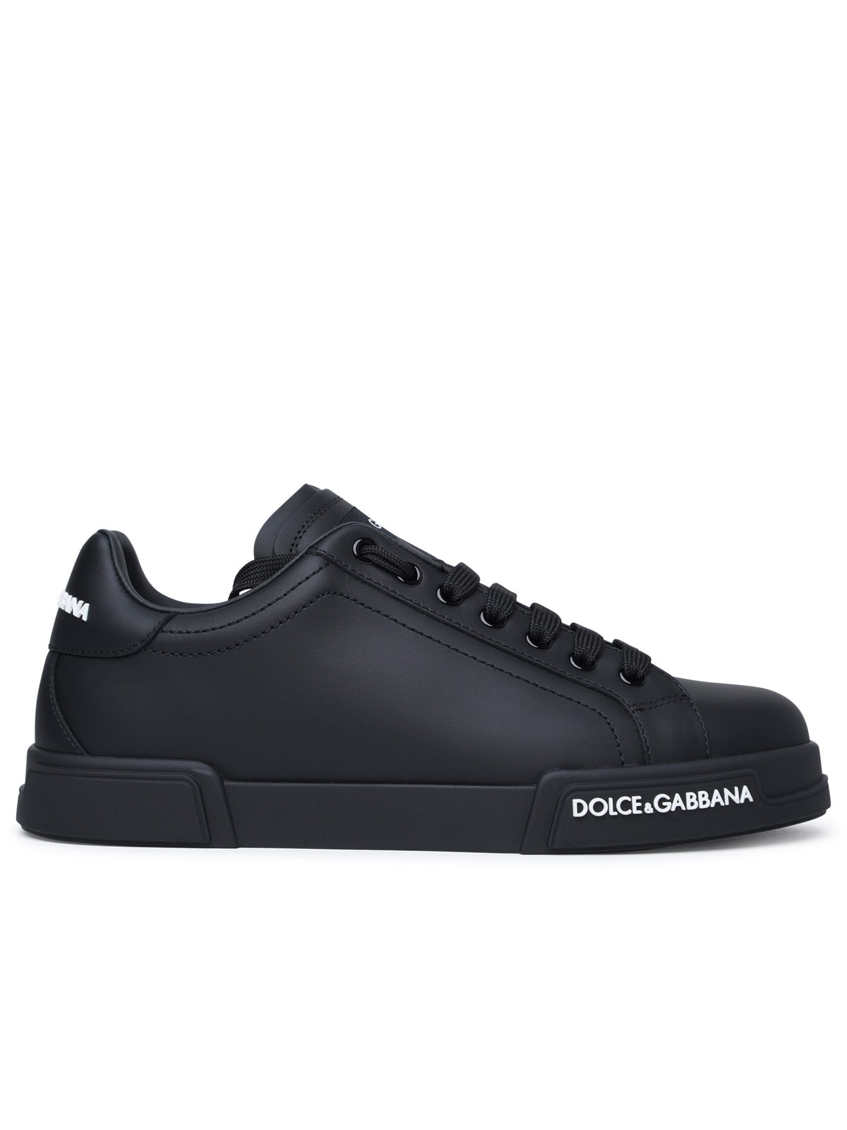 portofino Black Calf Leather Sneakers