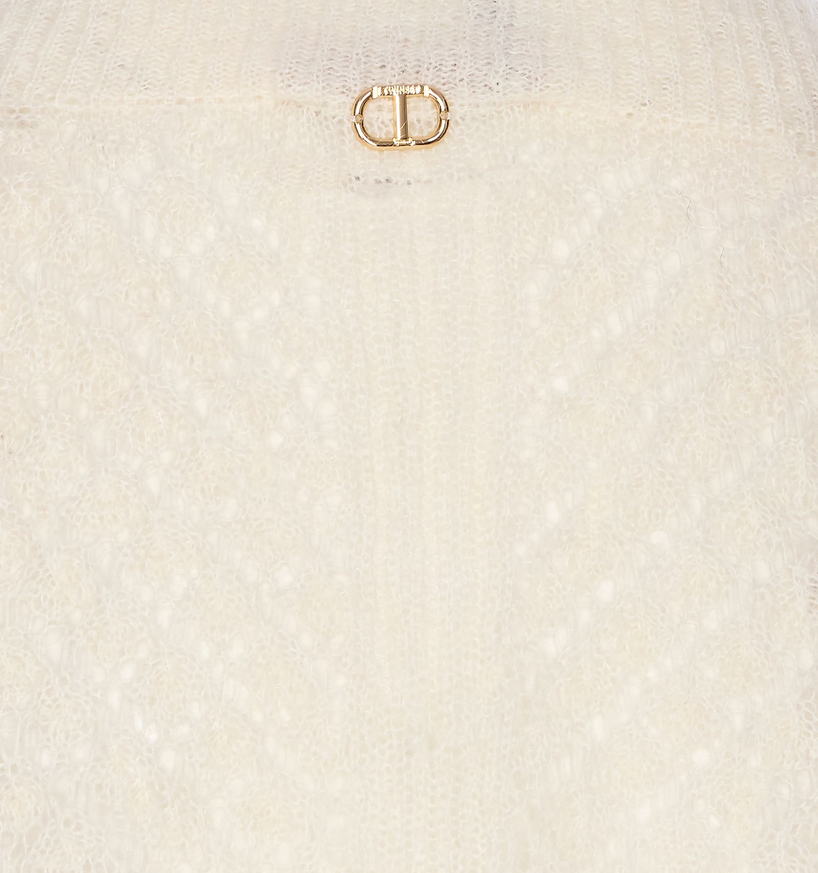 Twinset Pull En Mohair Mélangé In White