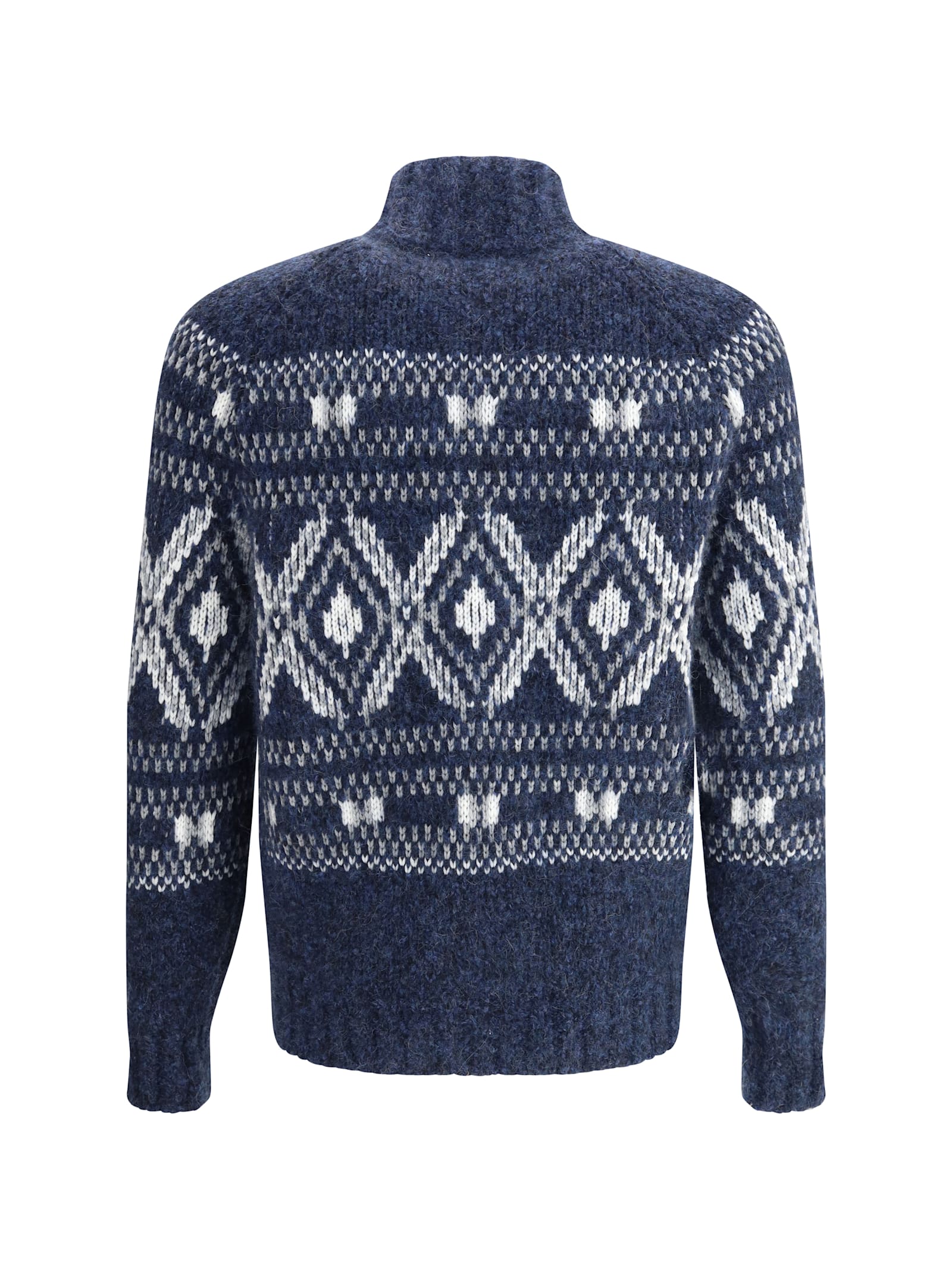 Brunello Cucinelli Geometric Jacquard Cardigan In Wool And Cashmere