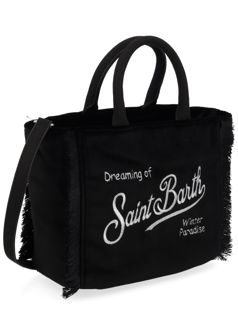 Mc2 Saint Barth Mini Velvet Tote Bag In Black