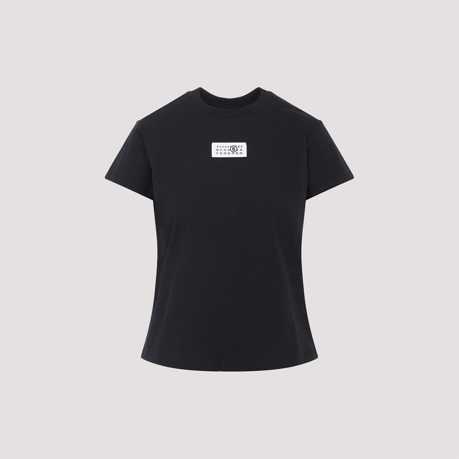 Mm6 Maison Margiela Crewneck T-shirt With Rectangular Applique And Design In Black