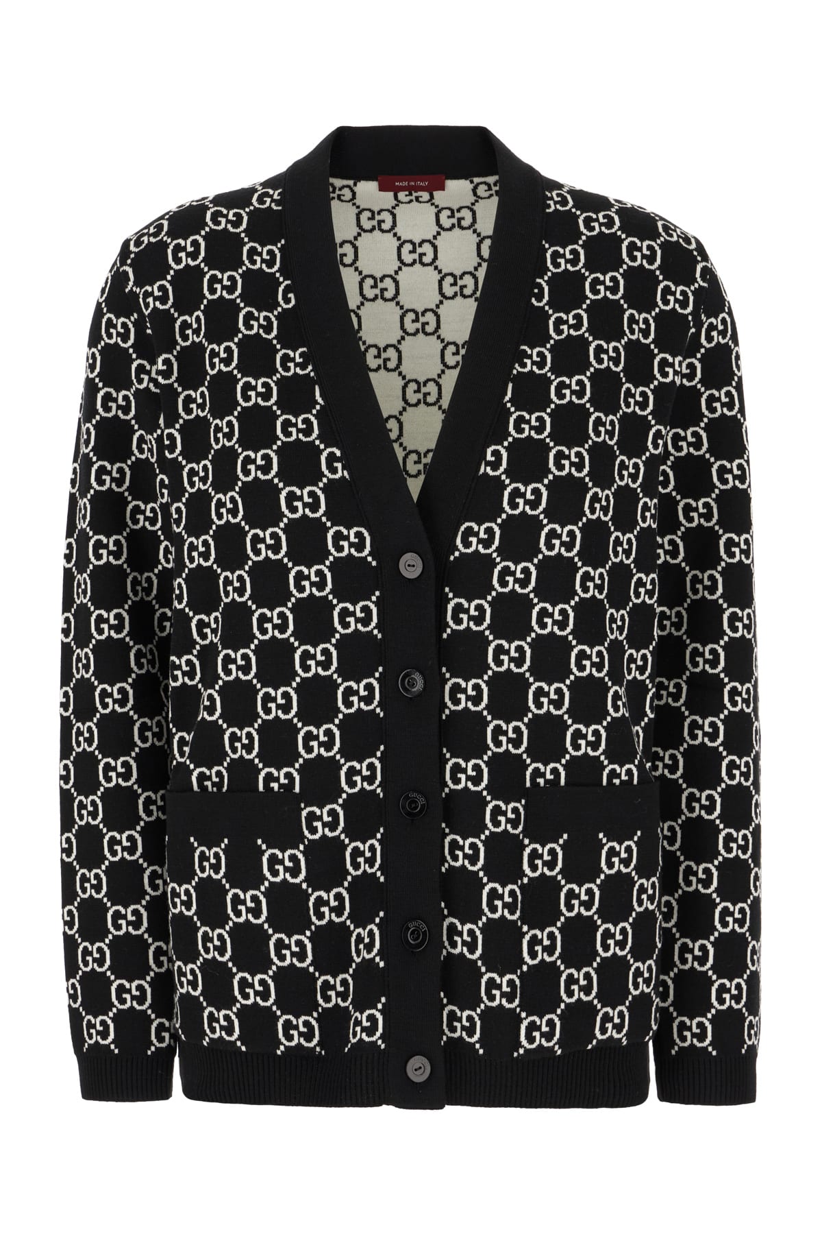 Embroidered Stretch Wool Blend Reversible Cardigan