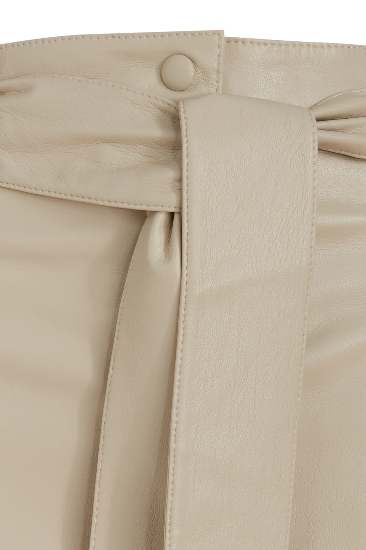 Nanushka Recycled Leather High Waist Shorts In Creme