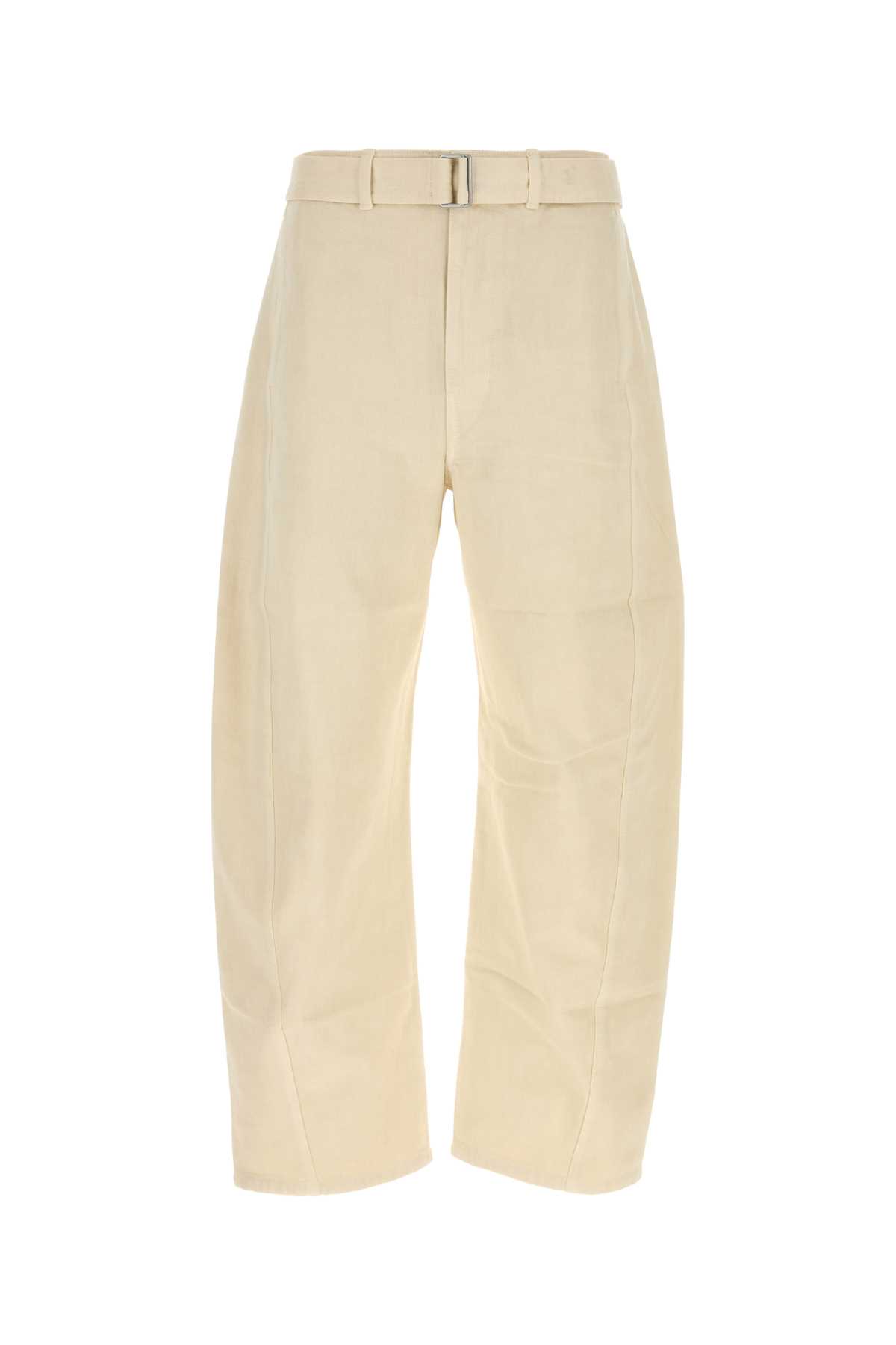 Lemaire Ivory Cotton Wide-leg Twisted Belted Pant In Gold