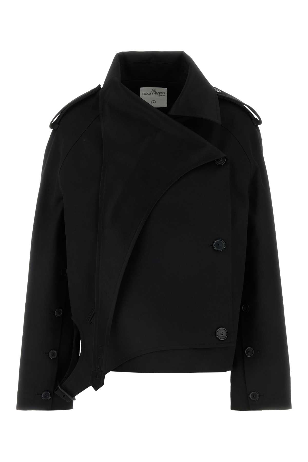 Shop Courrèges Black Cotton Trench Coat