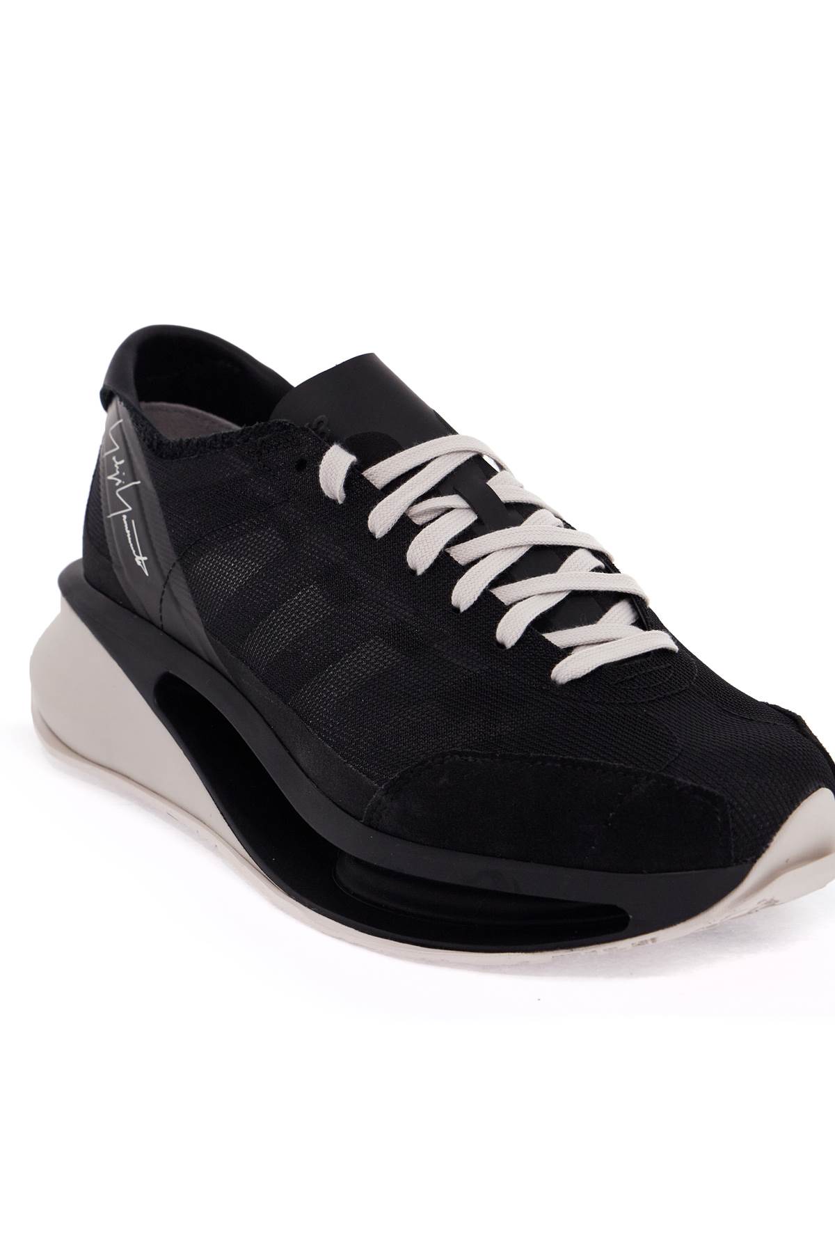 Y-3 S GENDO RUN SNEAKERS IN BLACK SUEDE AND FABRIC