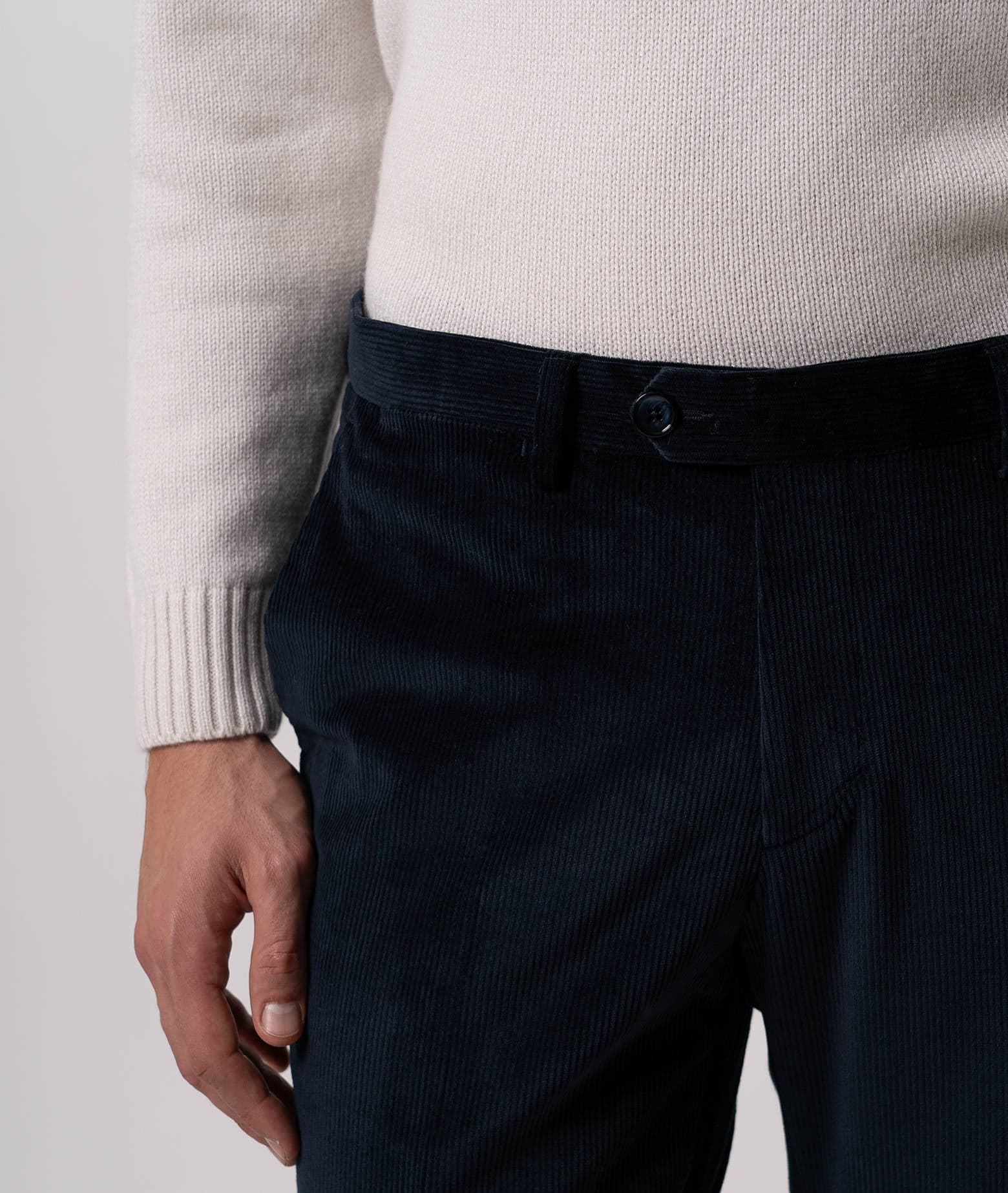 Larusmiani Velvet Trousers Howard Pants In Blue
