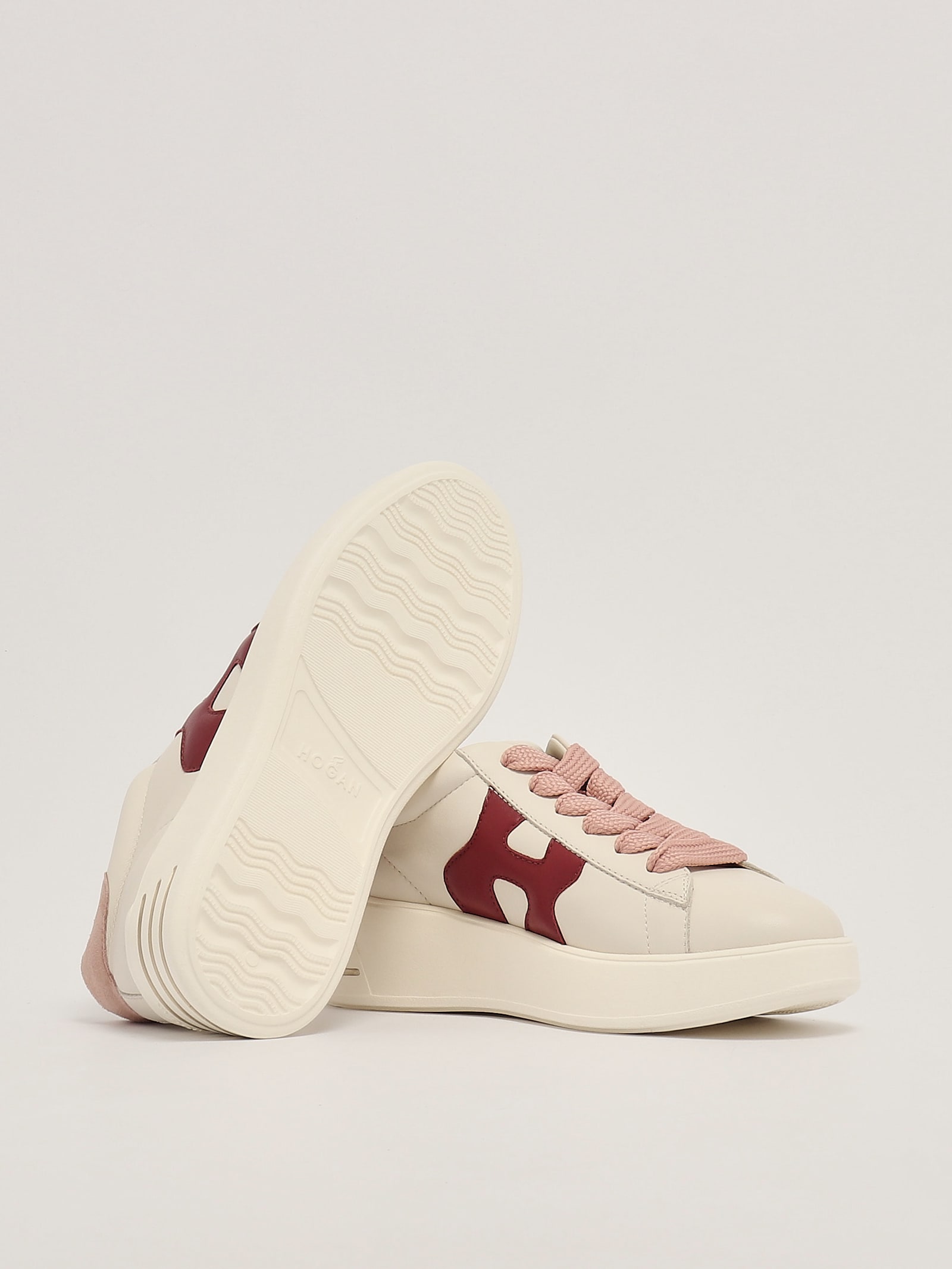 Shop Hogan Rebel H564 Allacciato Sneaker In Burro-bordeaux