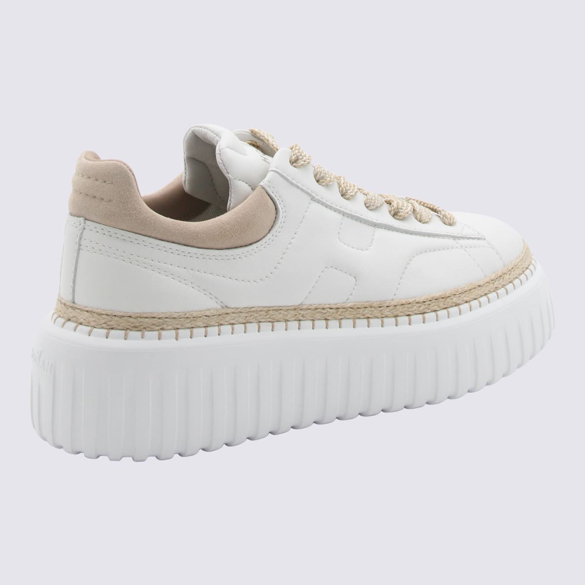 Shop Hogan White And Ginger Leather H Stripes Sneakers In Bianco/zenzero