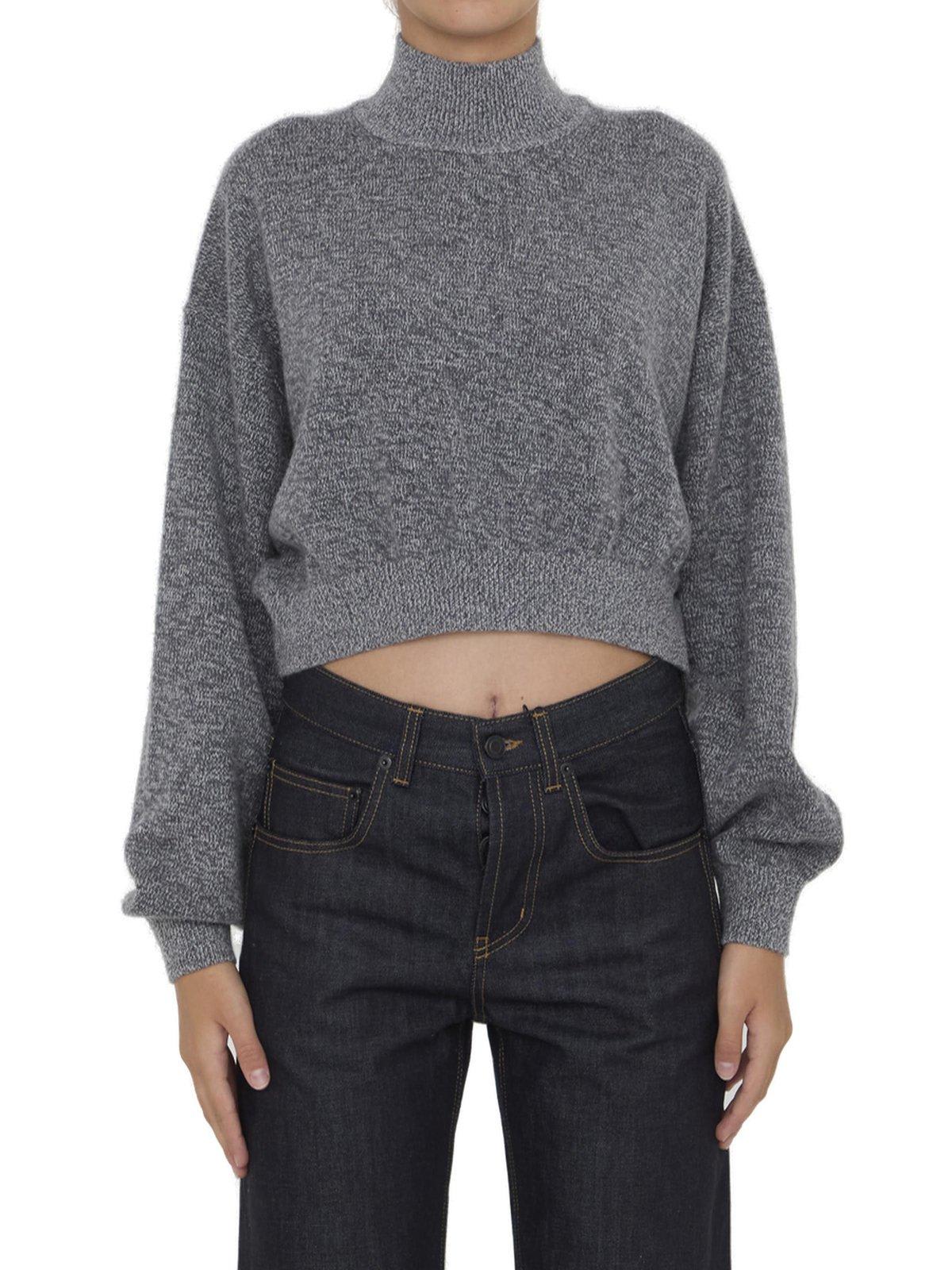 Shop Alexander Wang Cropped High-neck Sweater In Grey