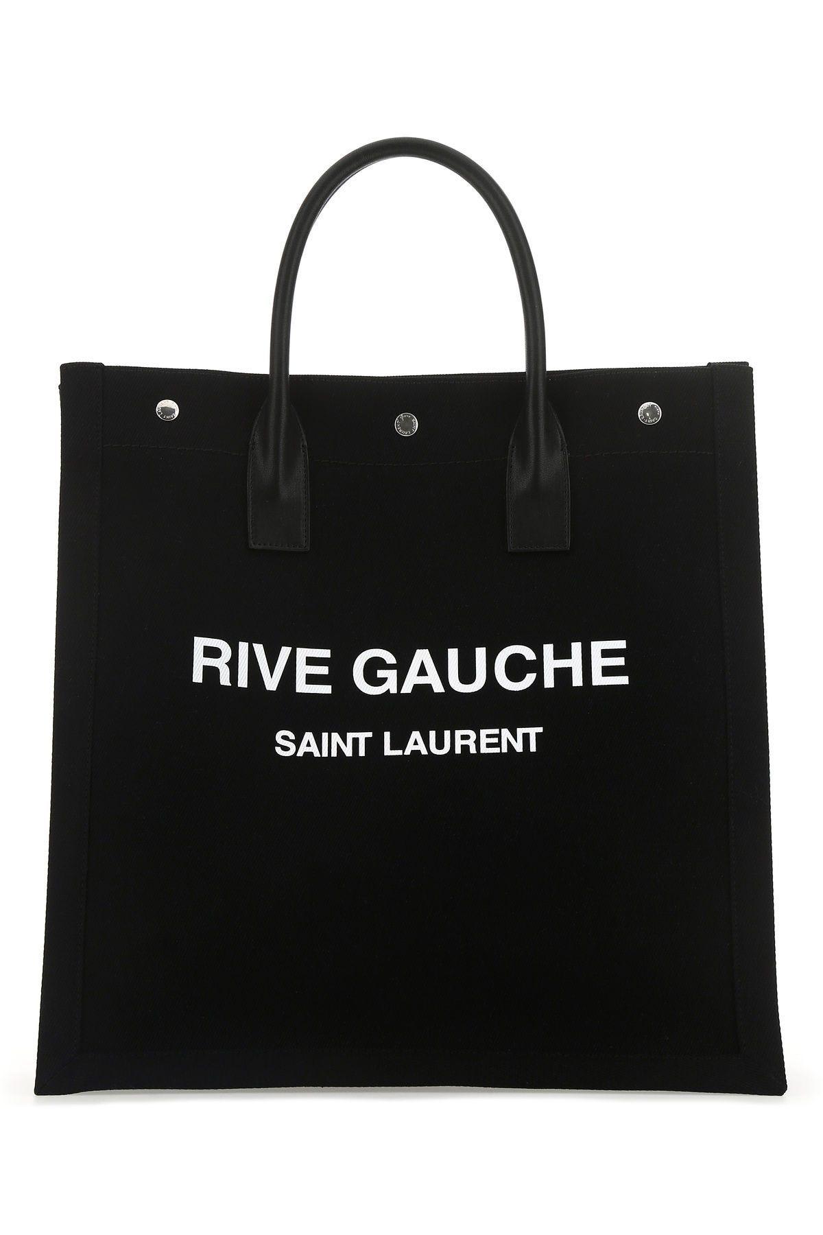 Shop Saint Laurent Black Canvas Rive Gauche Shopping Bag