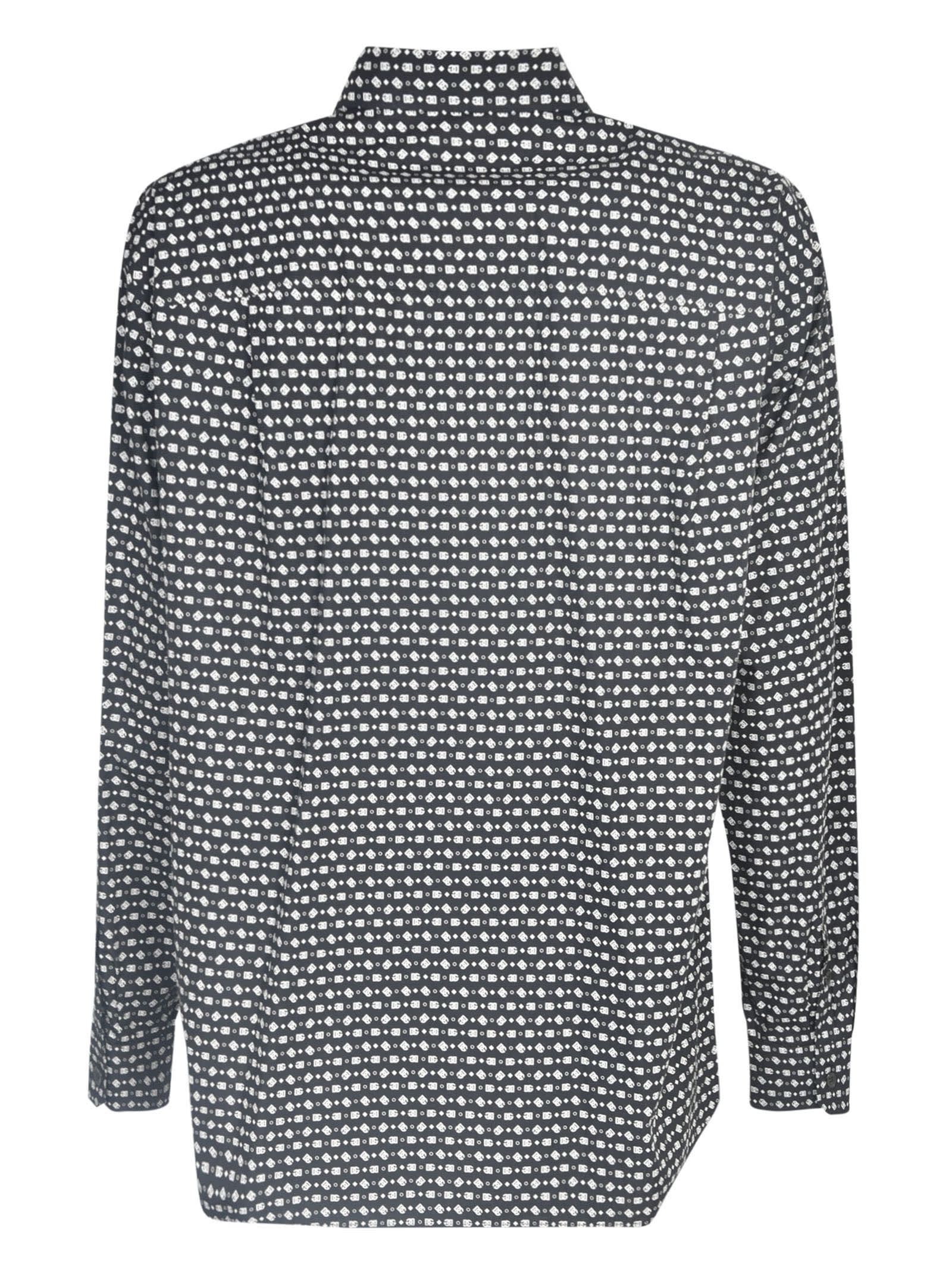 Shop Dolce & Gabbana Monogram Long-sleeved Shirt In Dg Micro