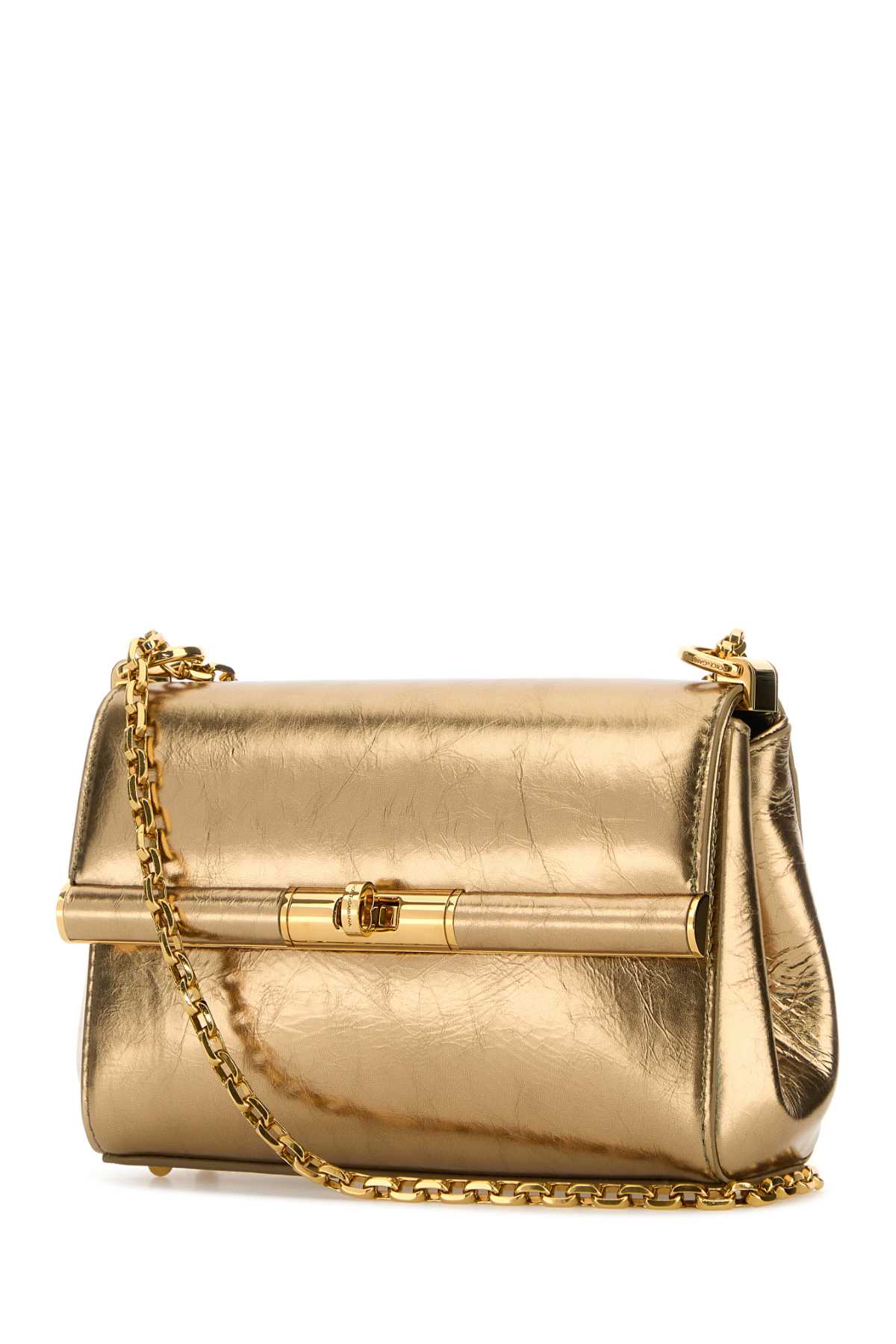 Dolce & Gabbana Rectangular Leather Mini Marlene Shoulder Bag In Oro