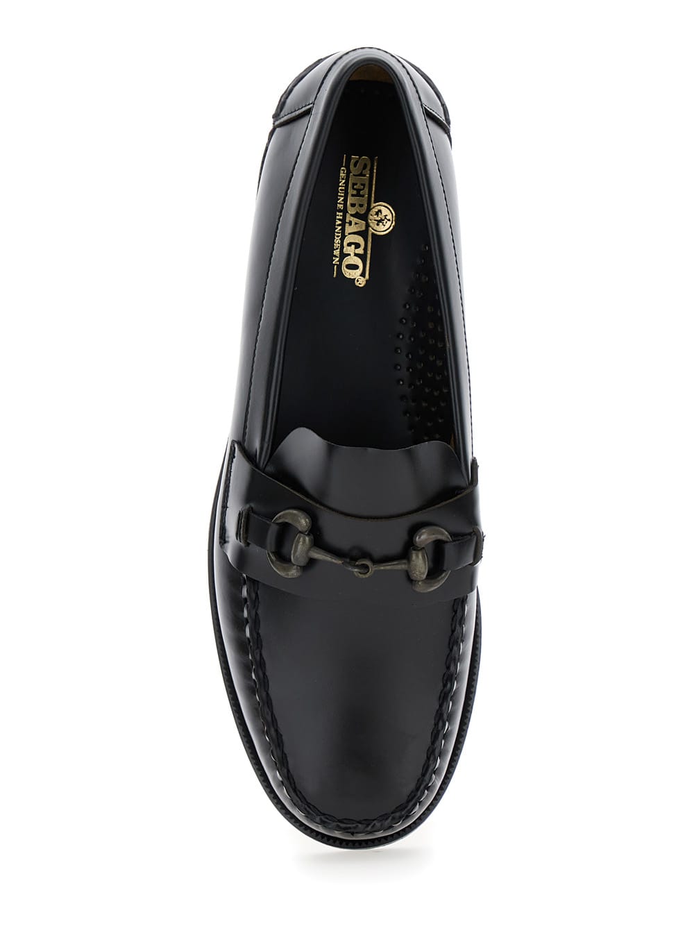 Shop Sebago Classic Joe Black Loafers With Decorative Horsebit In Brushed Leather Man