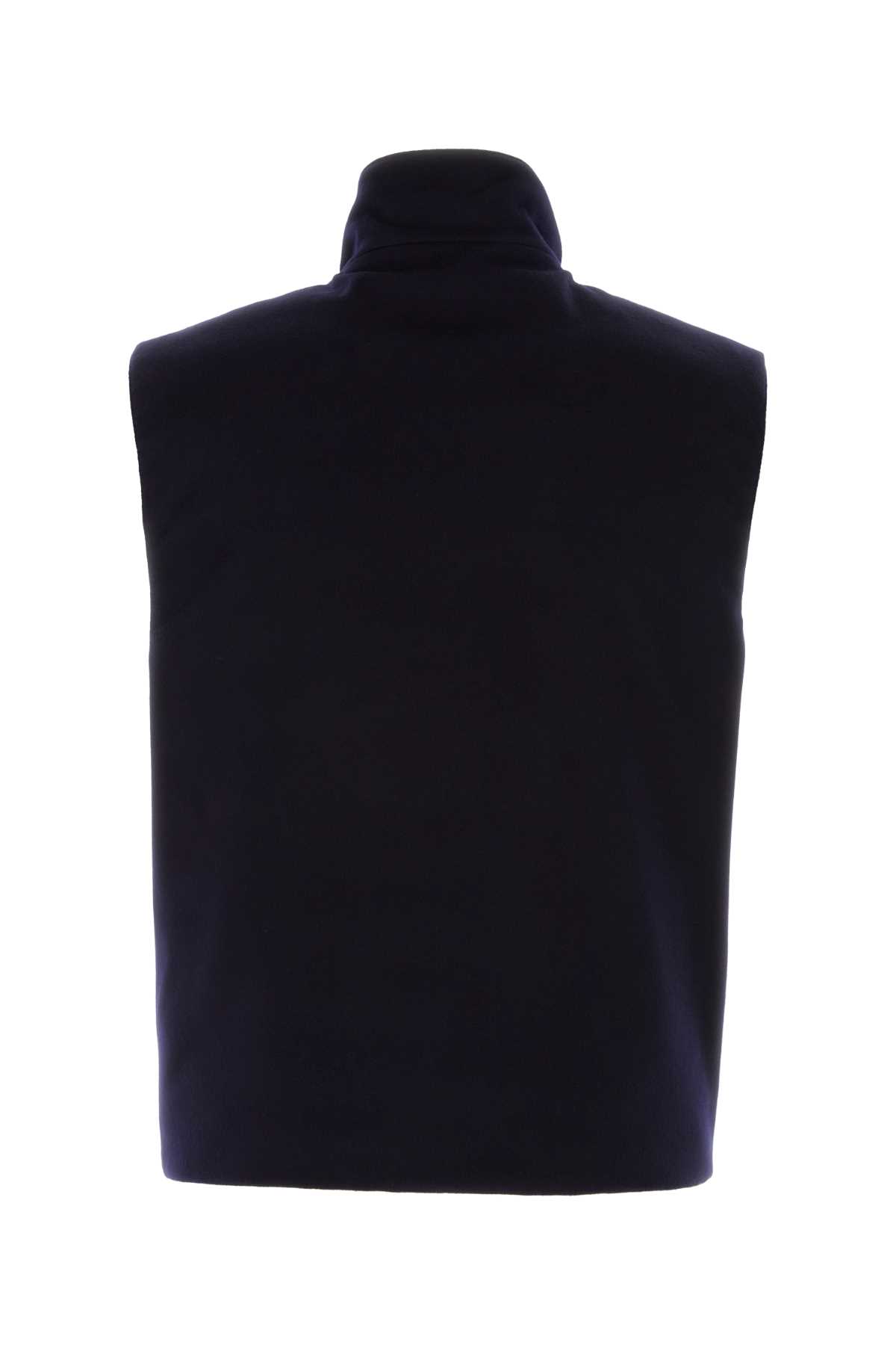 Shop Prada Midnight Blue Cashmere Sleeveless Down Jacket In Bleu