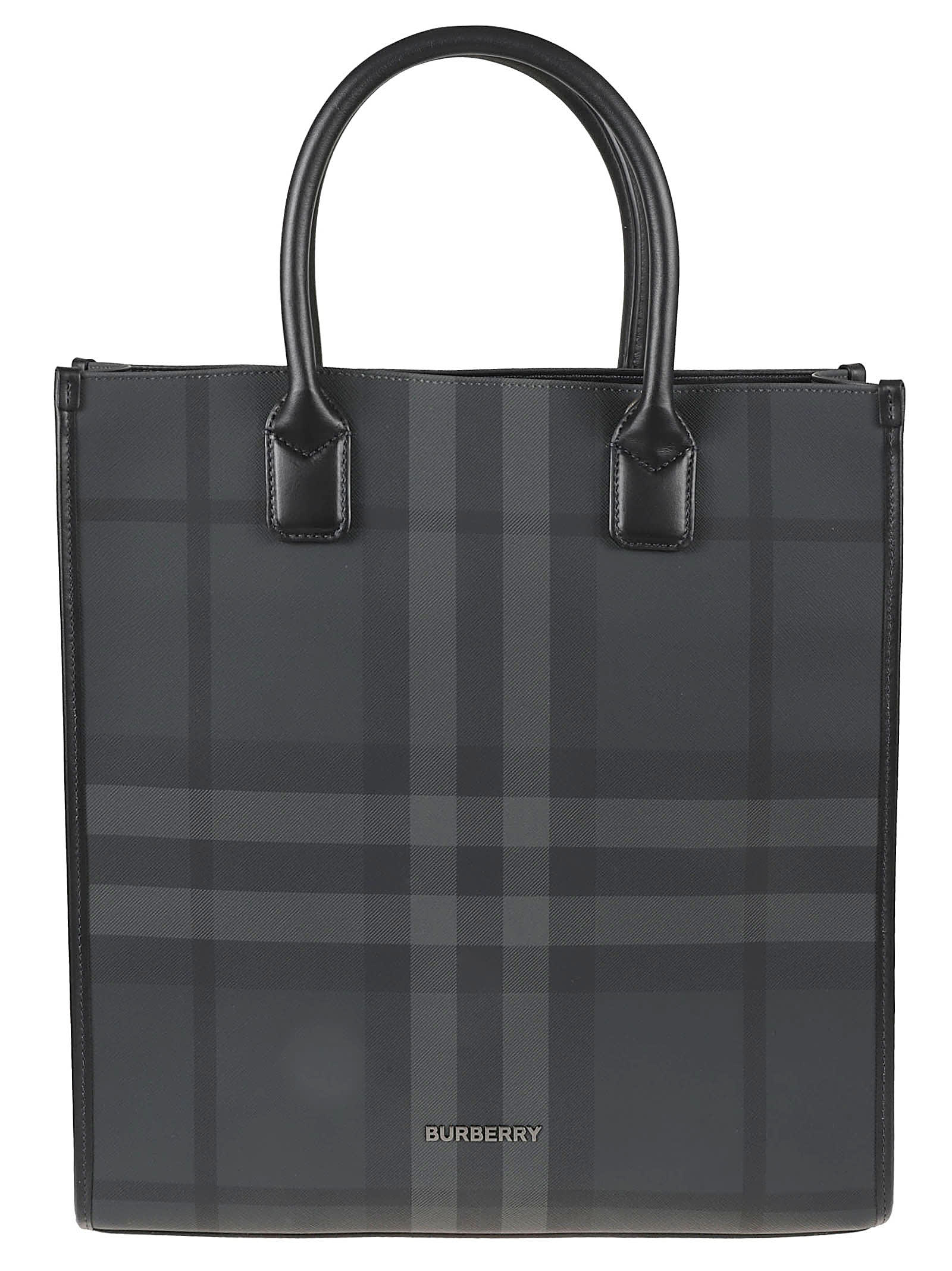BURBERRY ROUND TOP HANDLE CHECKED TOTE