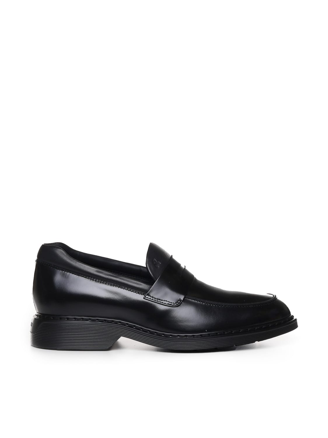 Shop Hogan H576 Leather Moccasin In Black