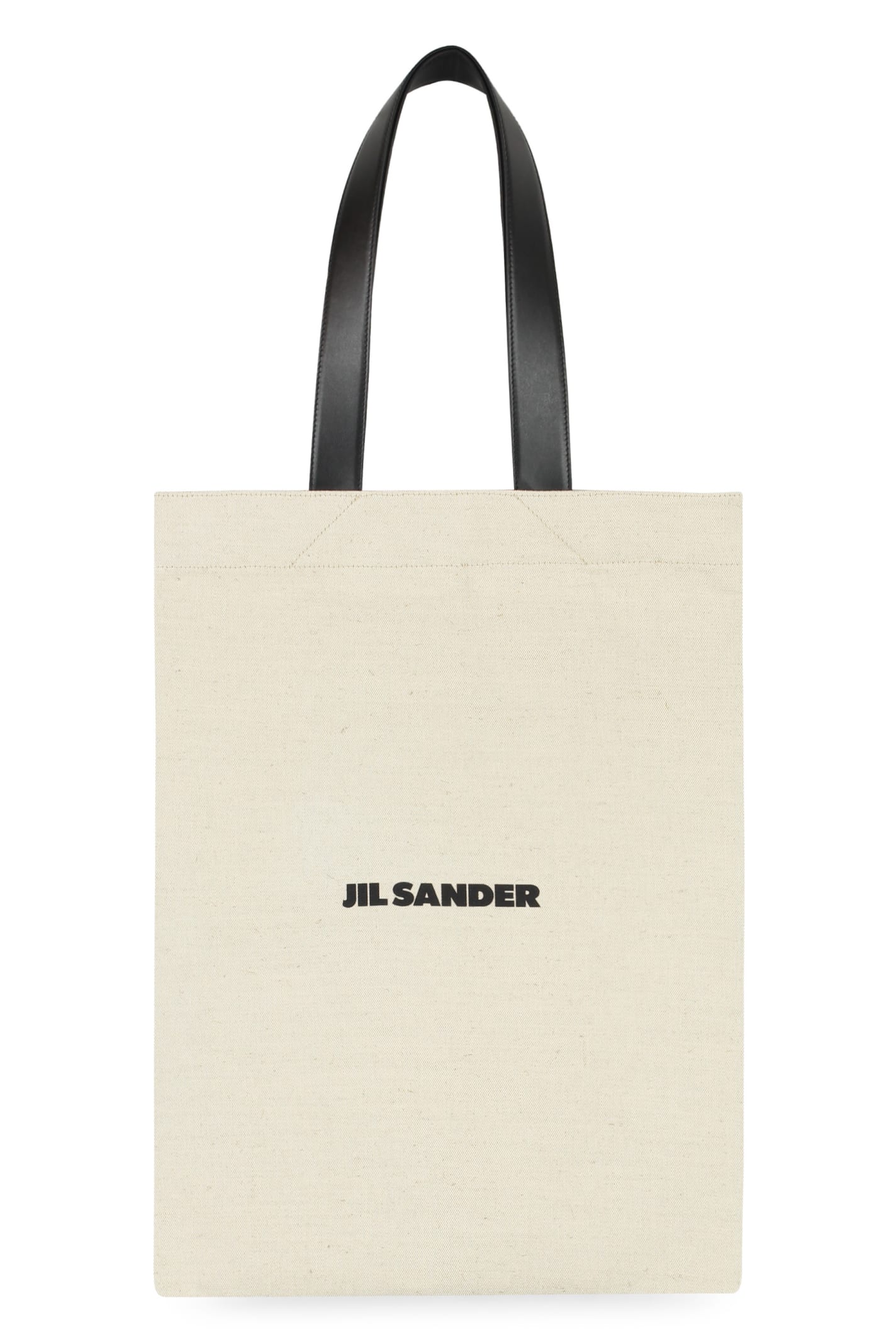 Shop Jil Sander Canvas Tote Bag In Neutrals/black
