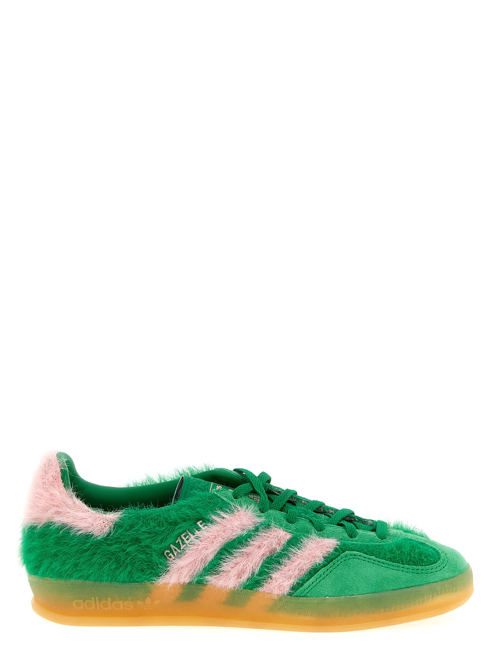 Adidas Originals Gazelle Indoor Suede-trimmed Brushed-knit Sneakers In Green