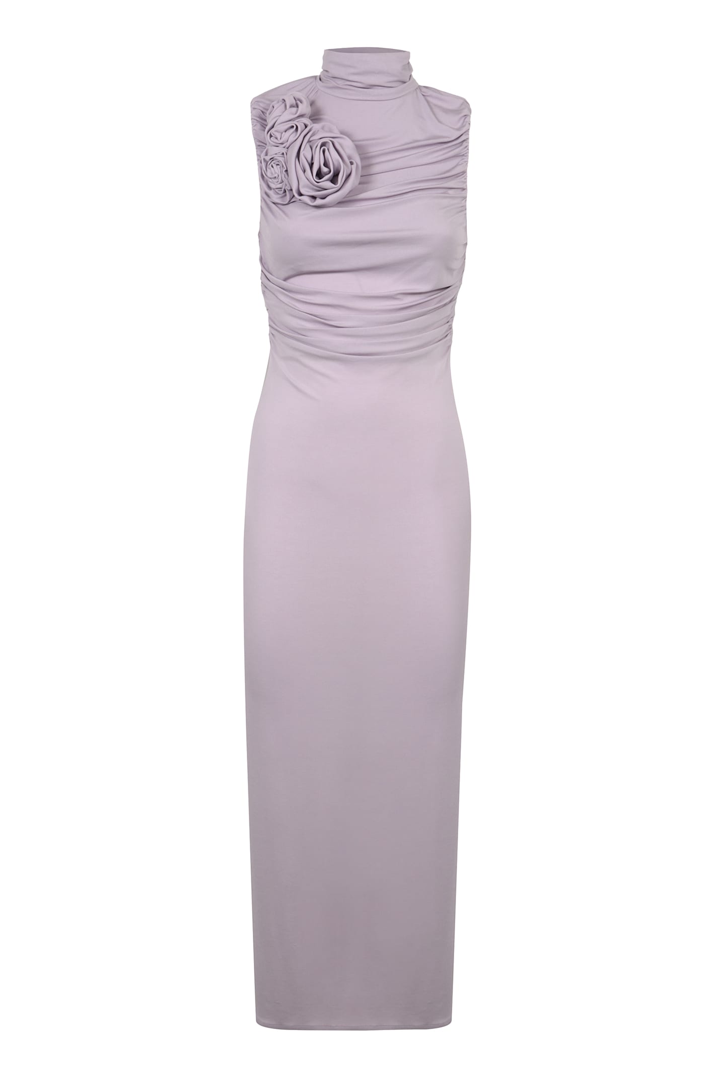 Magda Butrym Floral Ruched Sleeveless Dress Slit In Animal Print