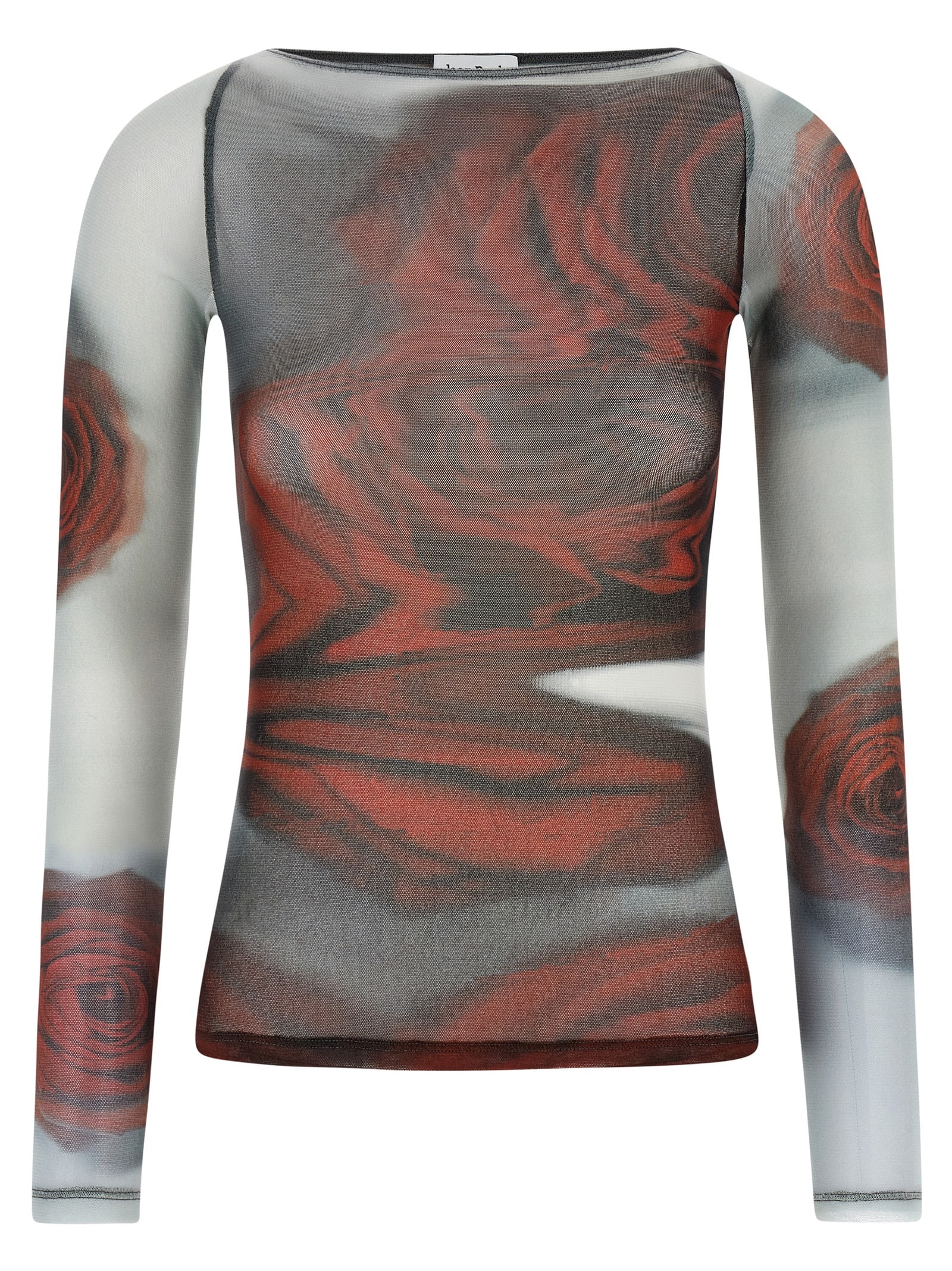 Jean Paul Gaultier Women Blurry Roses Medaillon Print Mesh Boat Neck Top In Multi