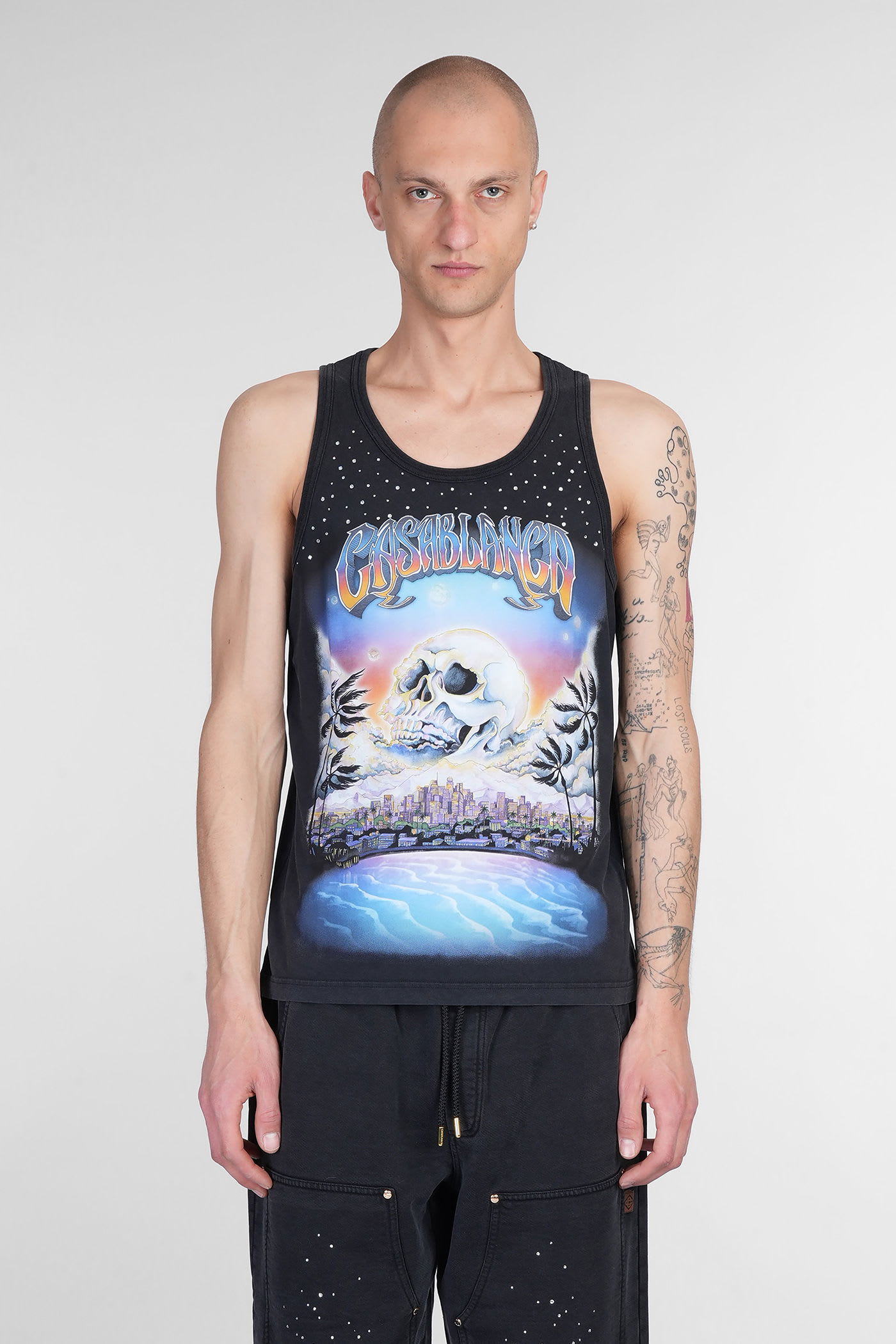 Tank Top In Black Cotton