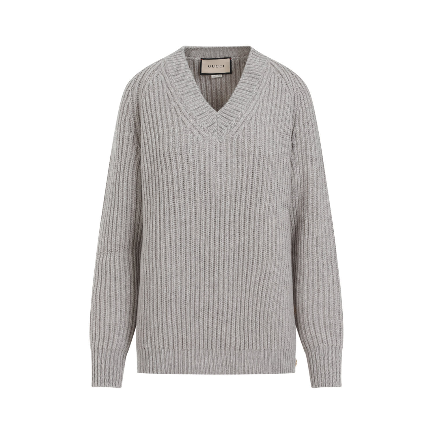 Shop Gucci Ribbed Wool-cashmere Sweater In Warm Grey