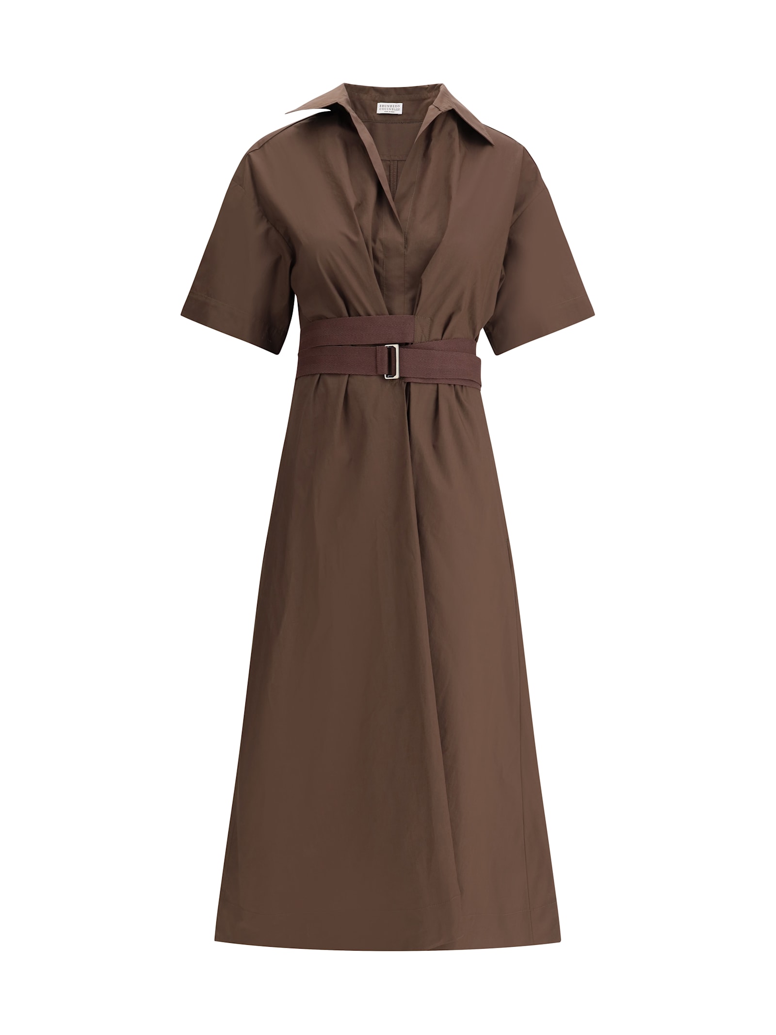 Brunello Cucinelli Short Sleeve Dress In Brown